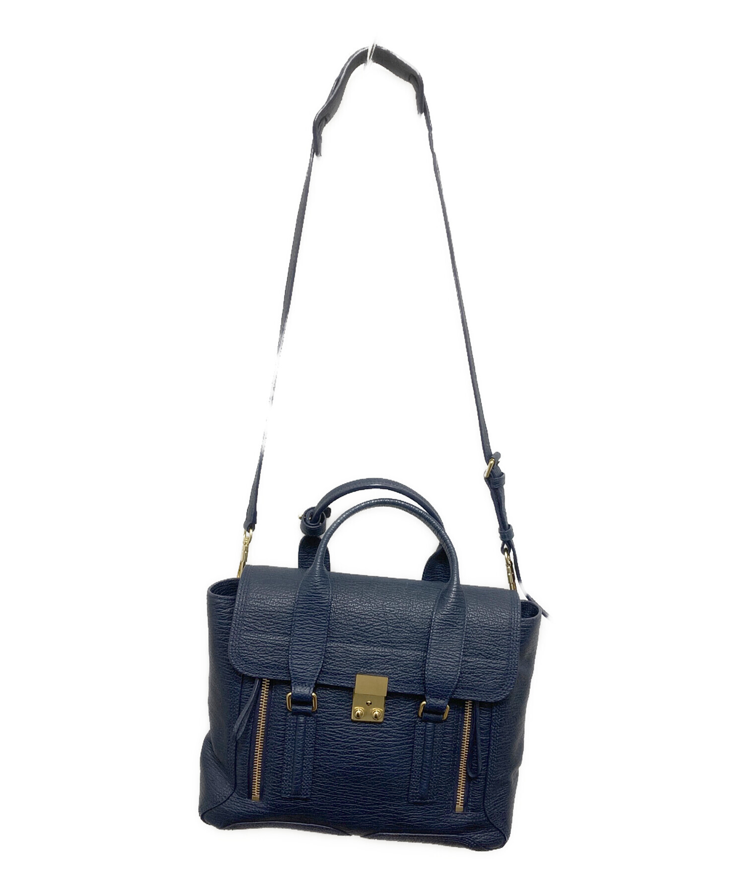 美品✨ スリーワンフィリップリム 2way ハンドバッグ レザー 本革 ネイビー 中古・古着通販】3.1 phillip lim (スリーワンフィリップリム) 2WAY