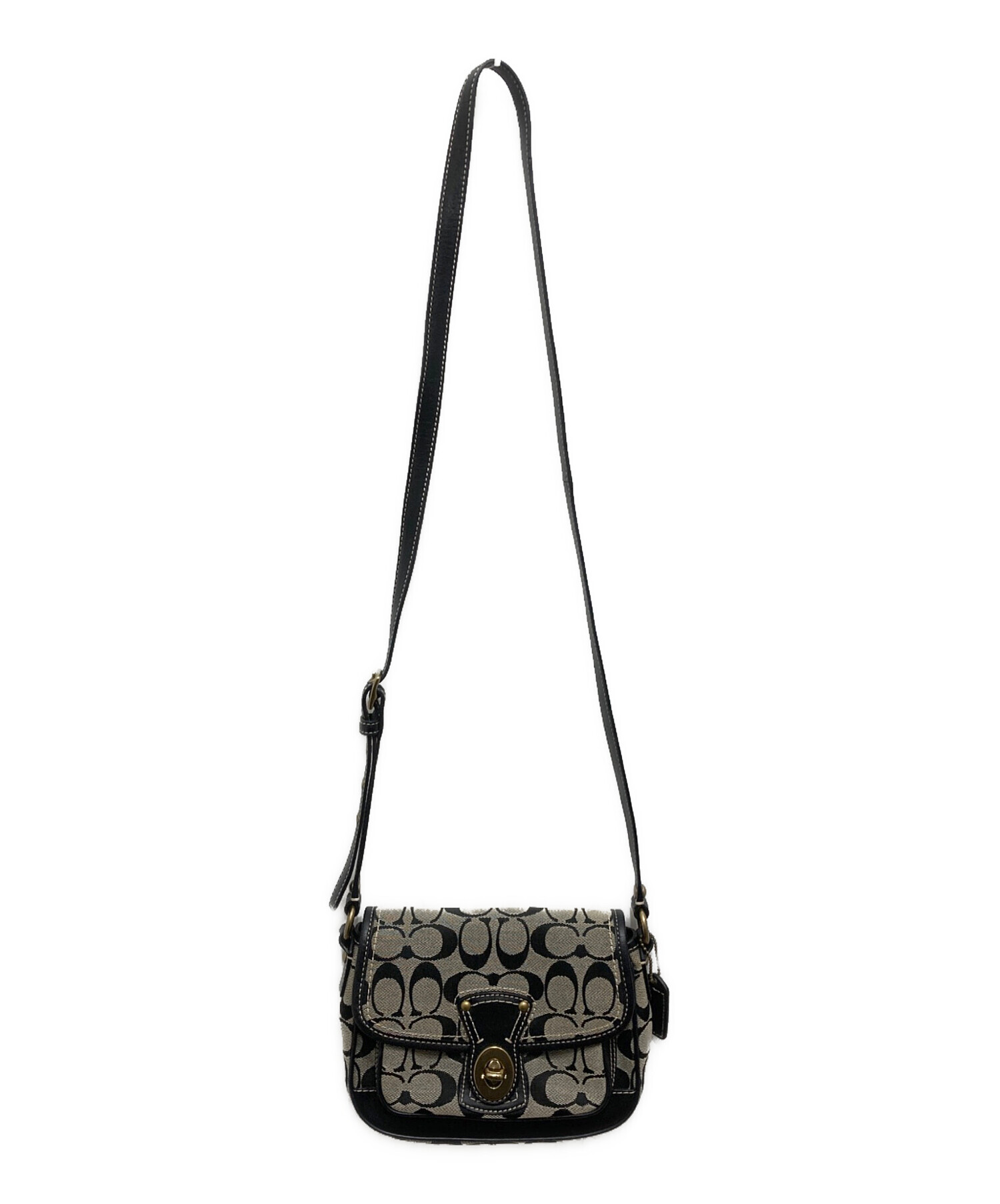 コーチ　サイドターンロック　ブラックシグネチャー　ハンドバッグ 中古・古着通販】COACH (コーチ) ターンロックシグネチャーショルダー