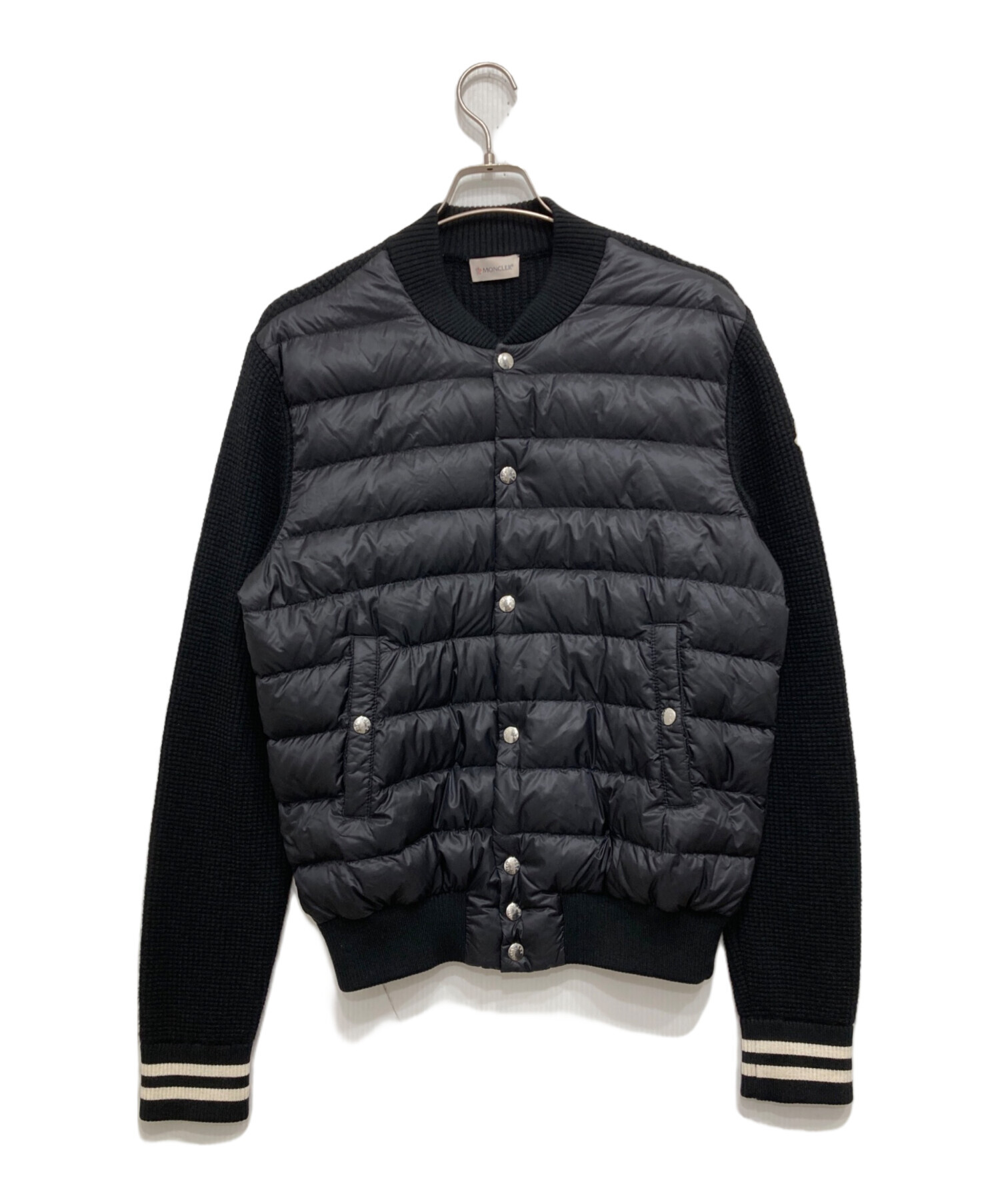 モンクレール Cardigan Tricot ニット ダウン 切替 黒 S 良品 中古・古着通販】MONCLER (モンクレール) CARDIGAN TRICOT/ニット切替