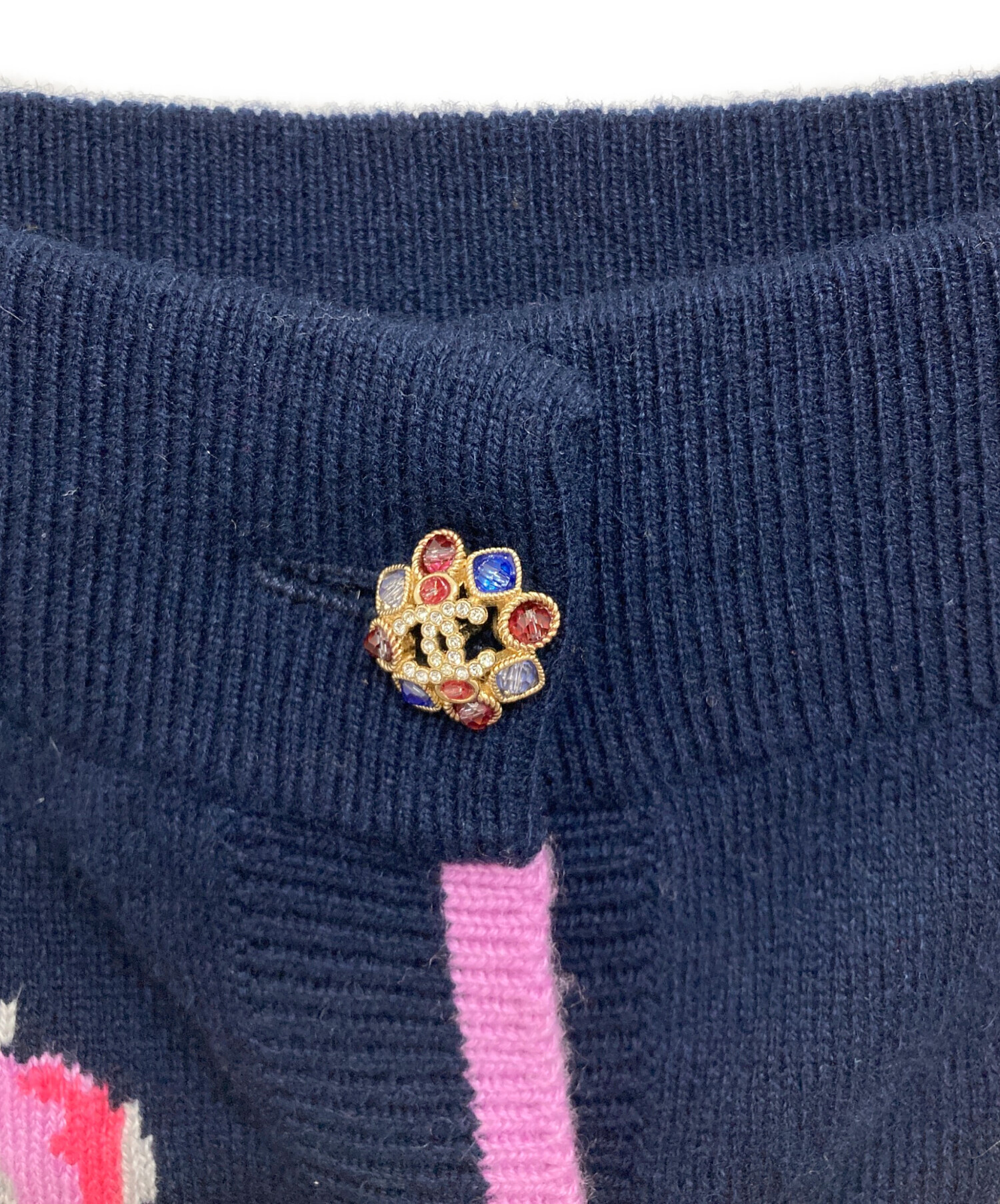 中古・古着通販】CHANEL (シャネル) カシミヤスカート ネイビー サイズ