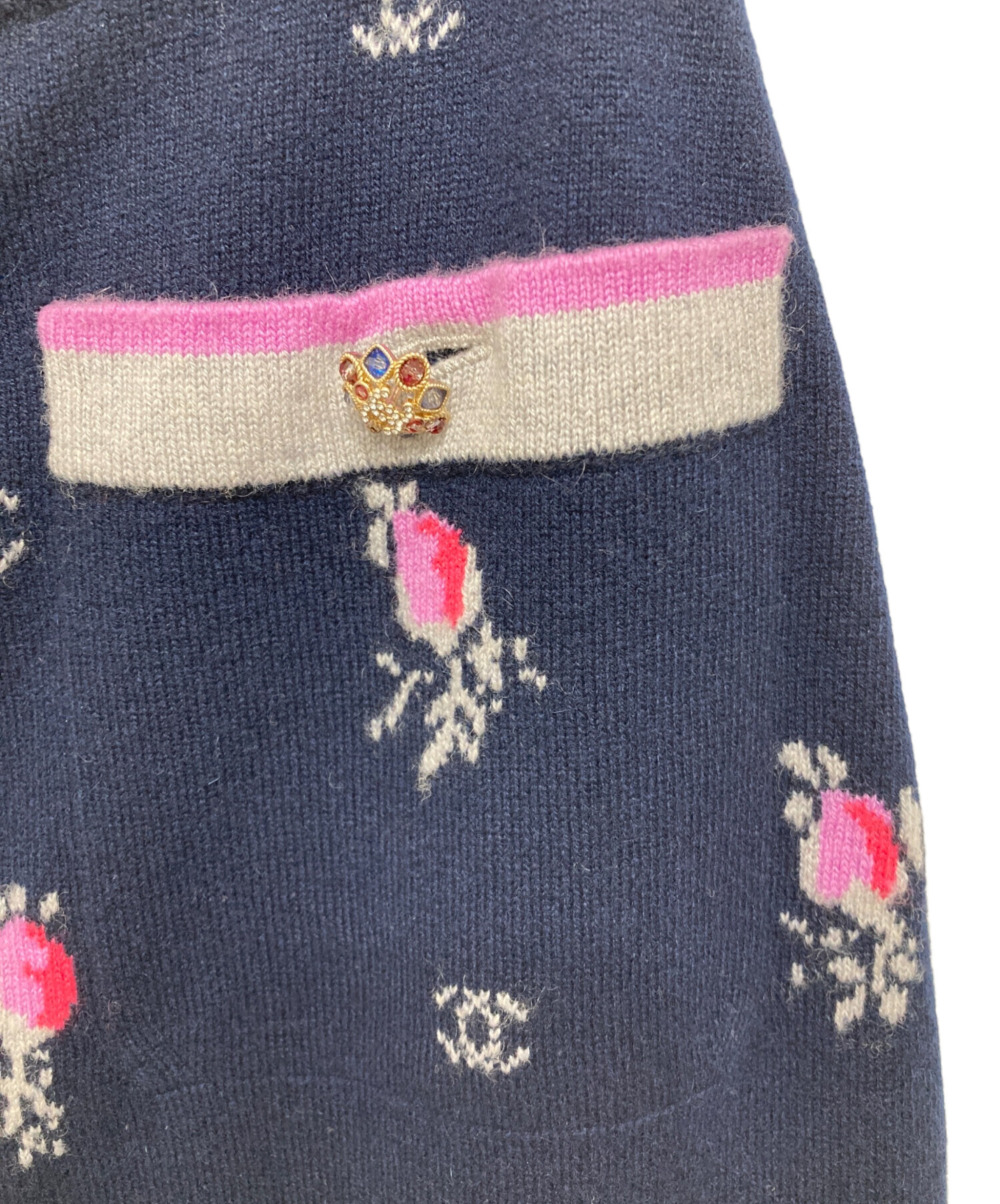 中古・古着通販】CHANEL (シャネル) カシミヤスカート ネイビー サイズ