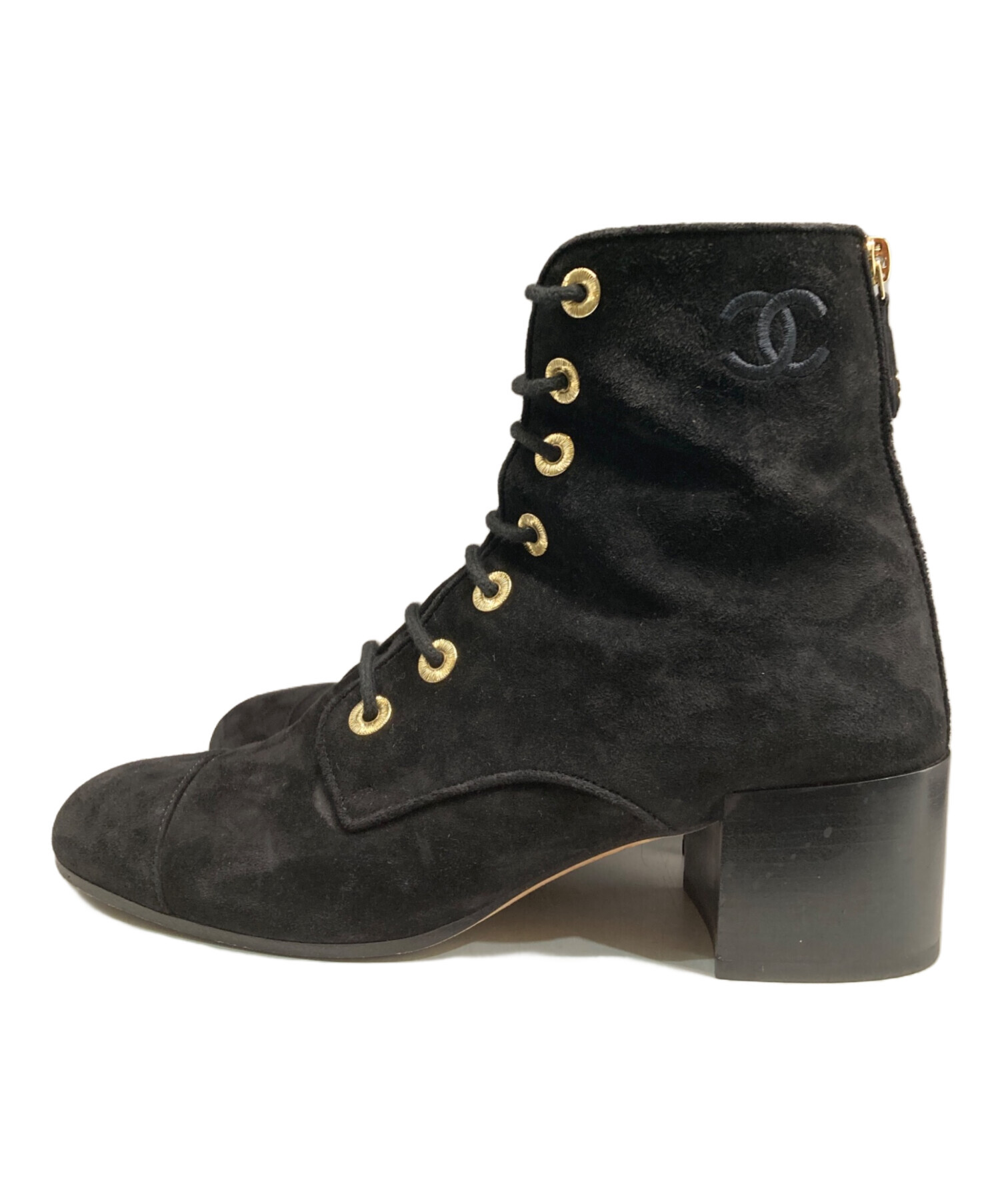【美品】シャネル チャッカブーツ スエード ココマーク タッセル 37 中古・古着通販】CHANEL (シャネル) スエードレースアップブーツ