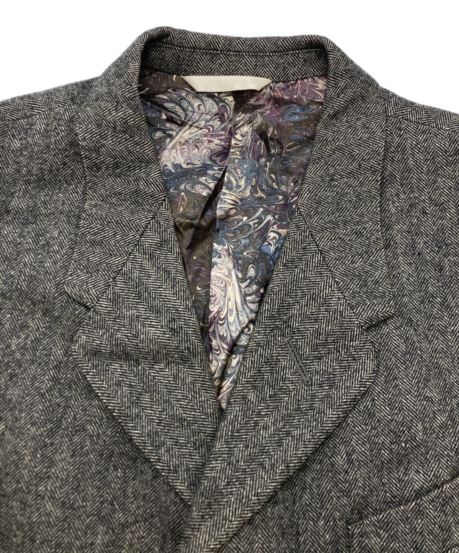 ポールスミスチェスターコート　ヘリンボーン ポールスミス チェスターコート 黒 ヘリンボーン ベロア S