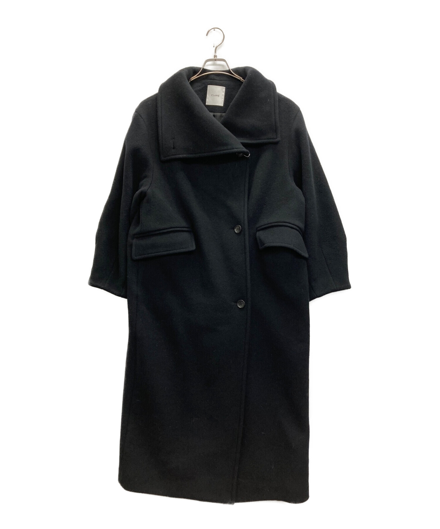CLANE UP NECK OVER DOUBLE COAT ブラック1番
