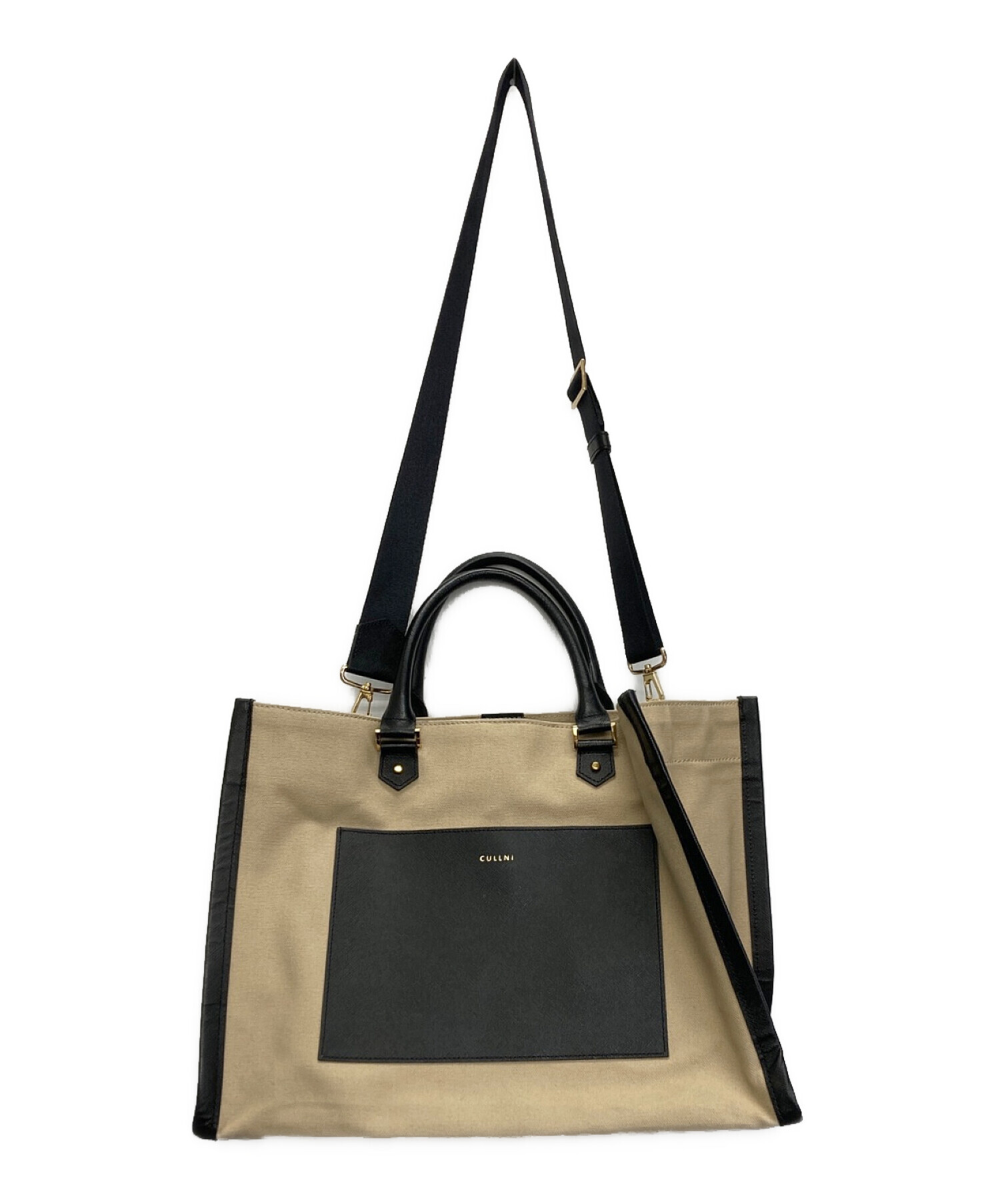 中古・古着通販】CULLNI (クルニ) Leather Trimmed Canvas Handbag 