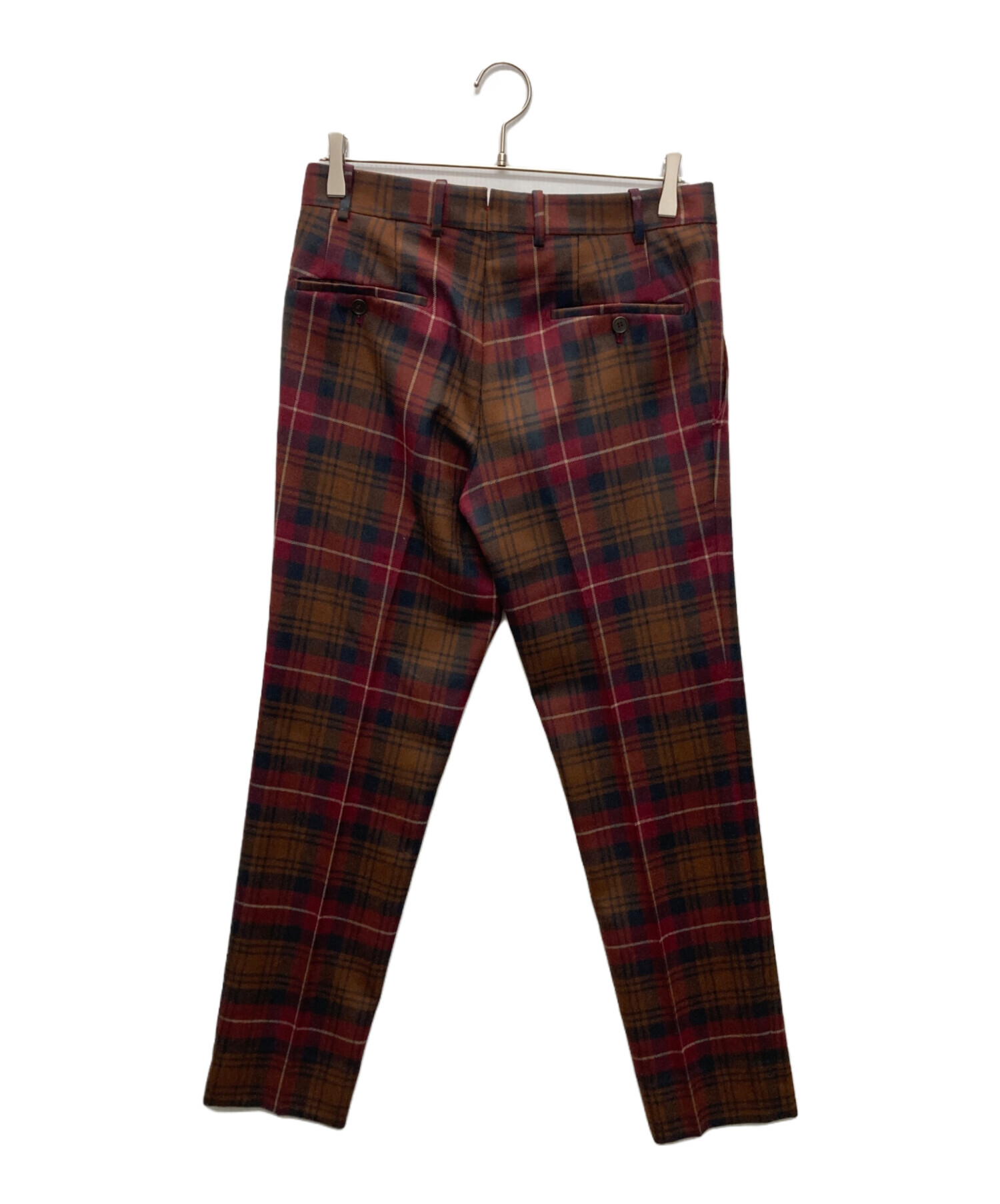 J5120新品ベルナールザンス エディフィスフランネルチェック柄2プリーツパンツ J5120新品ベルナールザンス エディフィスフランネルチェック柄2