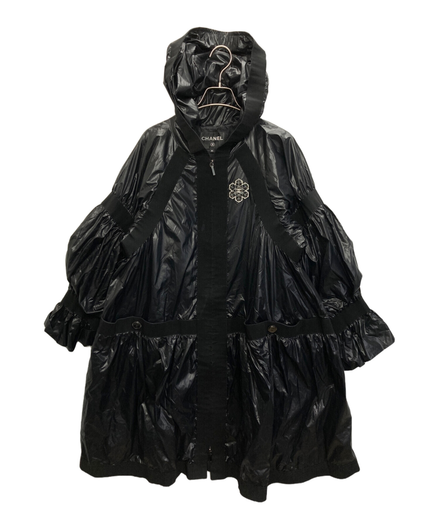 中古・古着通販】CHANEL (シャネル) ナイロンギャザーコート ブラック