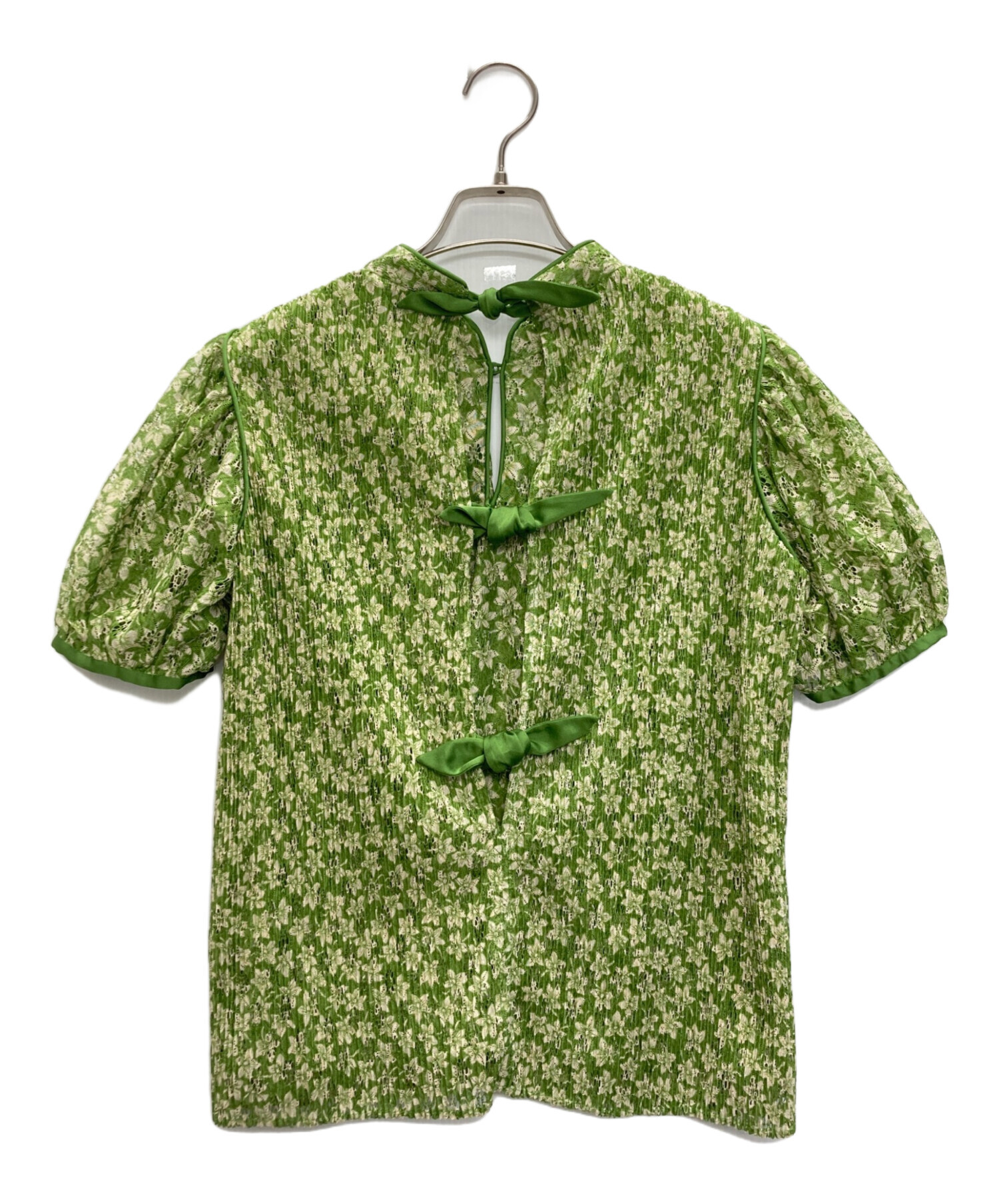 中古・古着通販】CLANE (クラネ) PLEATS FLORET TOPS グリーン サイズ 