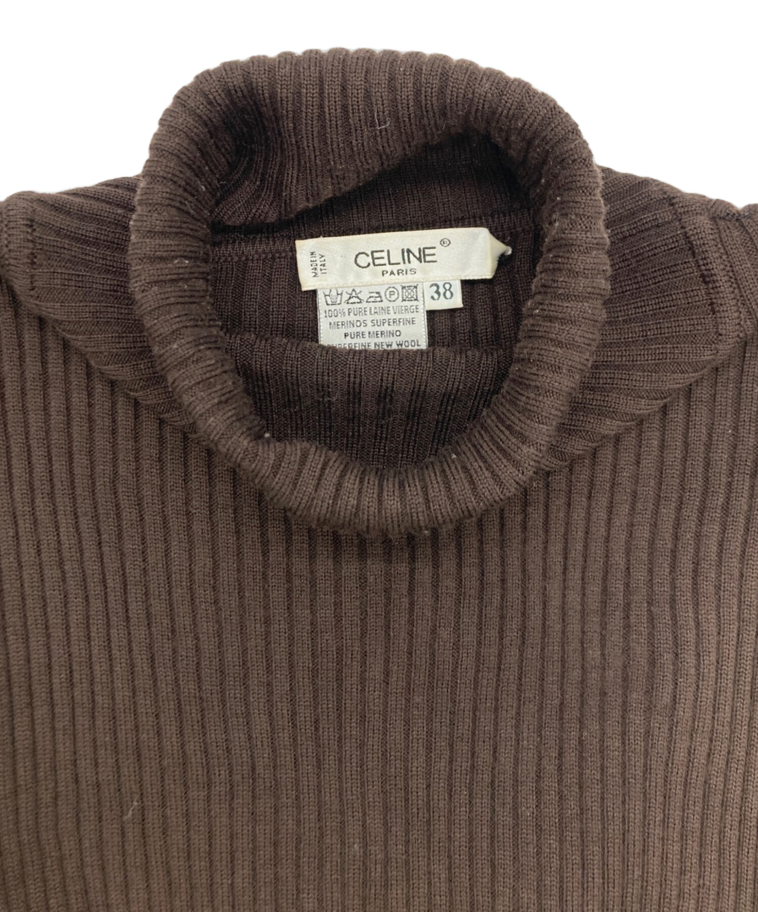 中古・古着通販】CELINE (セリーヌ) ハイネックニット ブラウン 中古・古着通販】CELINE (セリーヌ) ハイネックニット ブラウン