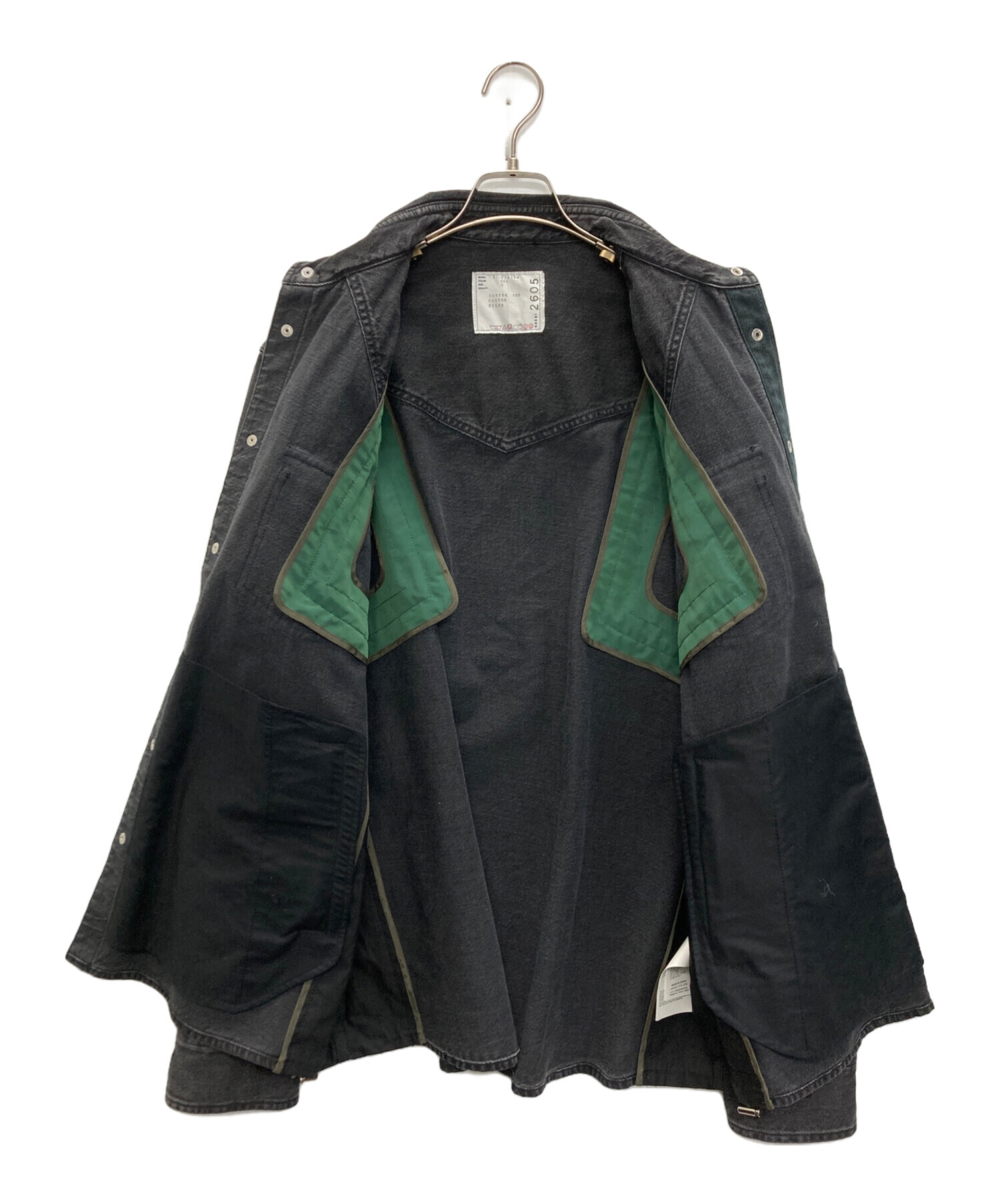 中古・古着通販】sacai (サカイ) 再構築デニムシャツ ブラック サイズ