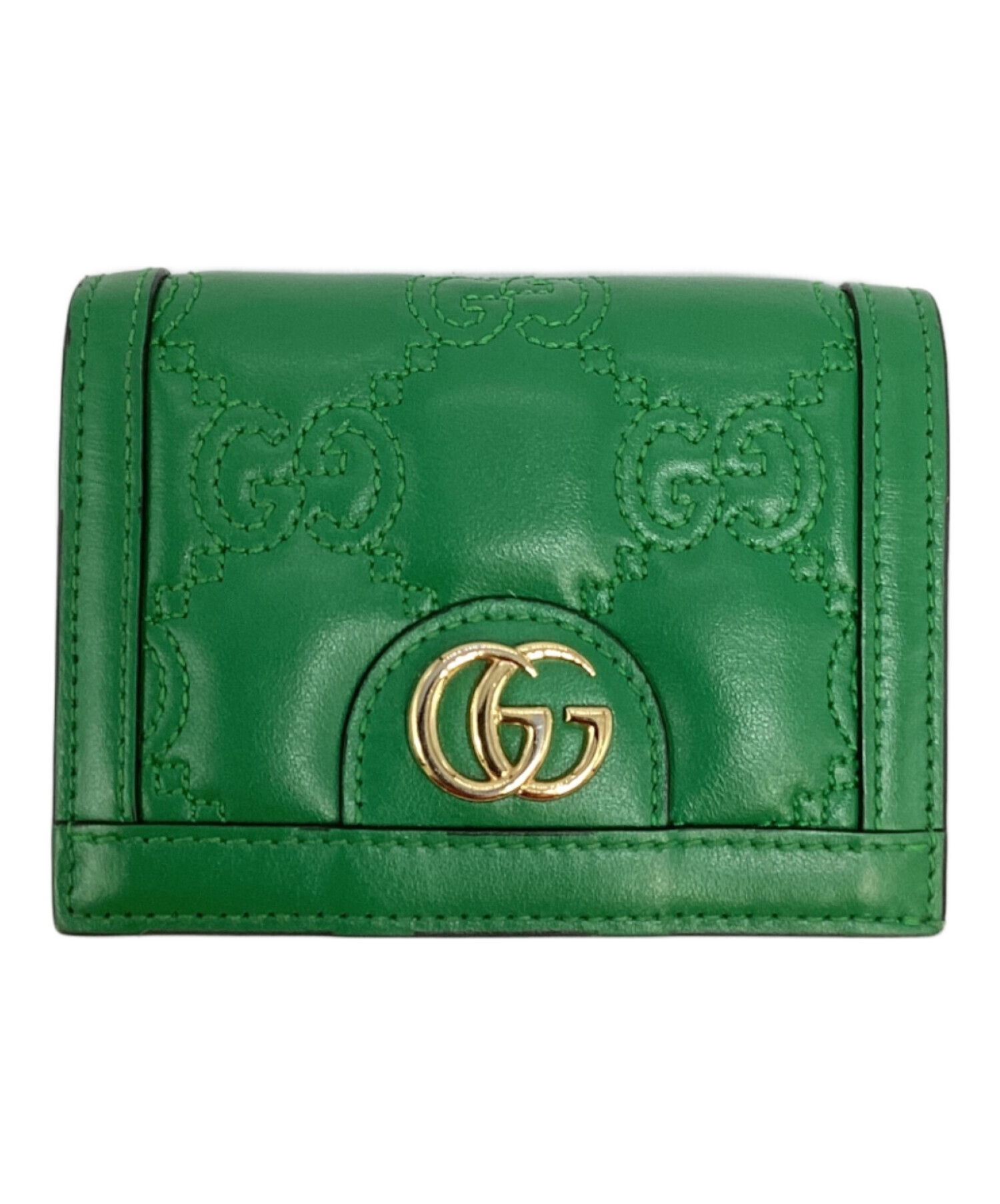 入手困難 GUCCI グッチ GGマトラッセ ジップ ウォレット グリーン 中古・古着通販】GUCCI (グッチ) GGマトラッセ カードケース