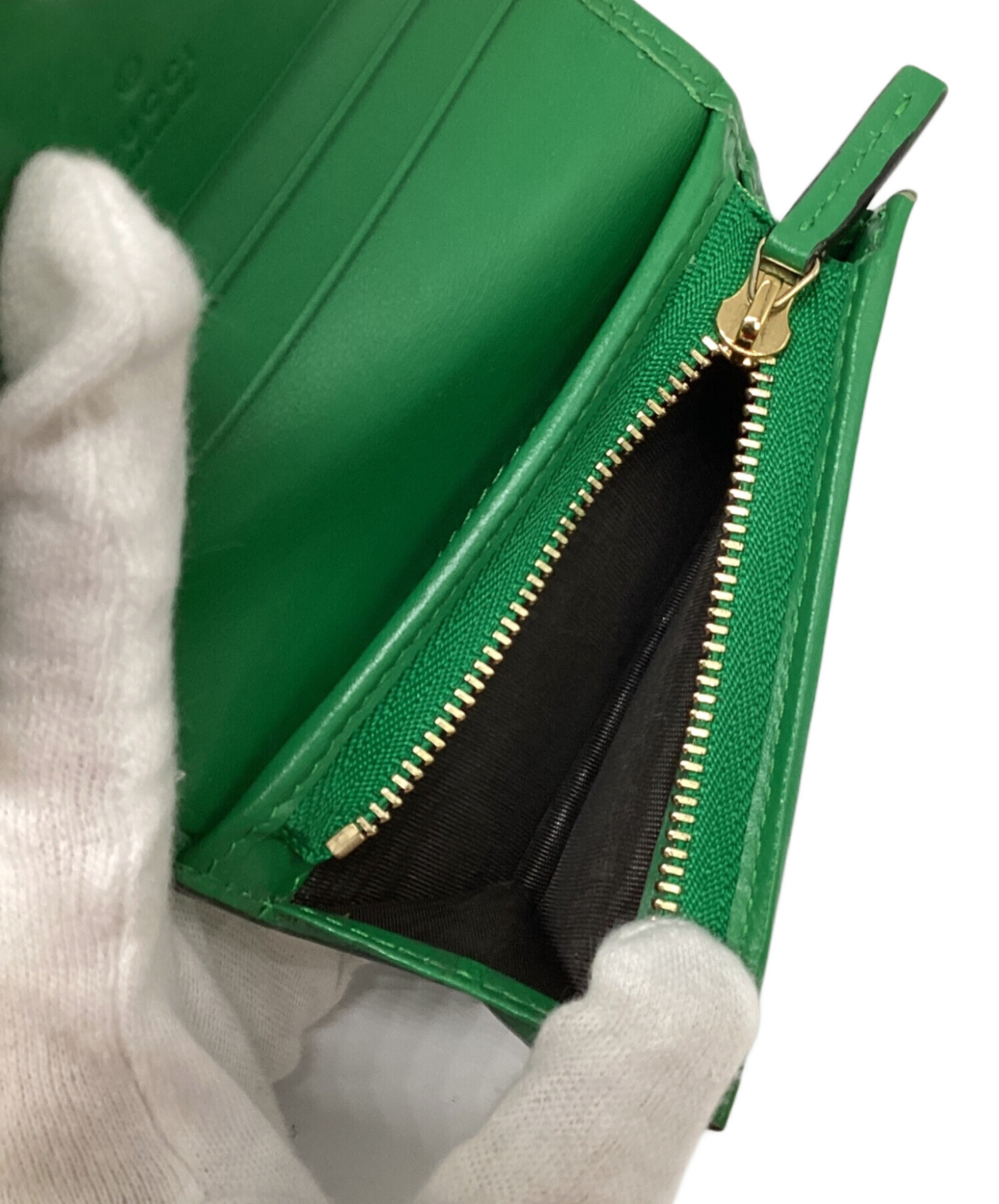 GUCCI グッチ/GGマトラッセフラップウォレット/グリーン/723786/493***/Aランク/91【中古】 GUCCI（グッチ） グッチ/GGマトラッセフラップウォレット/グリーン