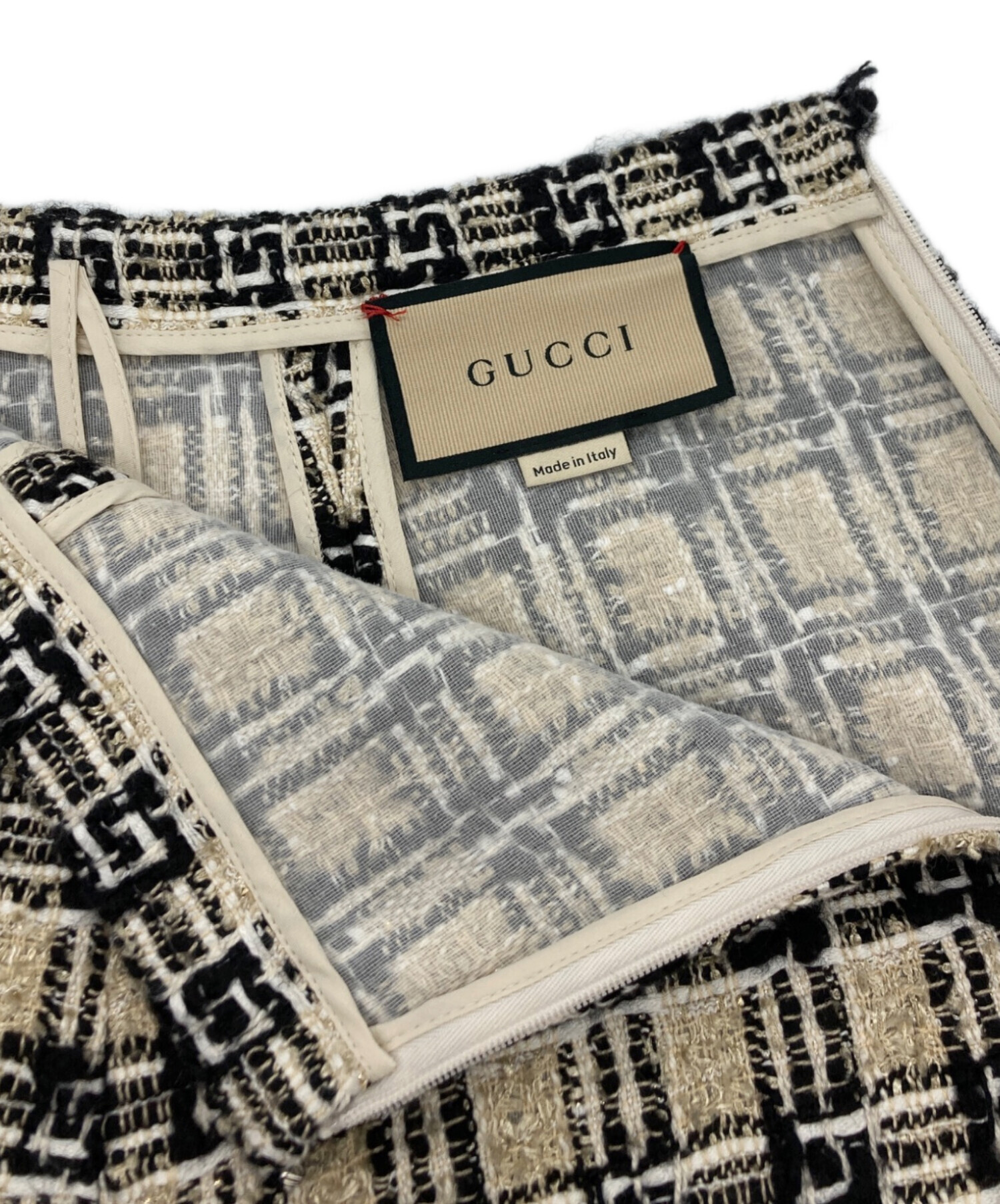 中古・古着通販】GUCCI (グッチ) スクエアGロゴツイードスカート