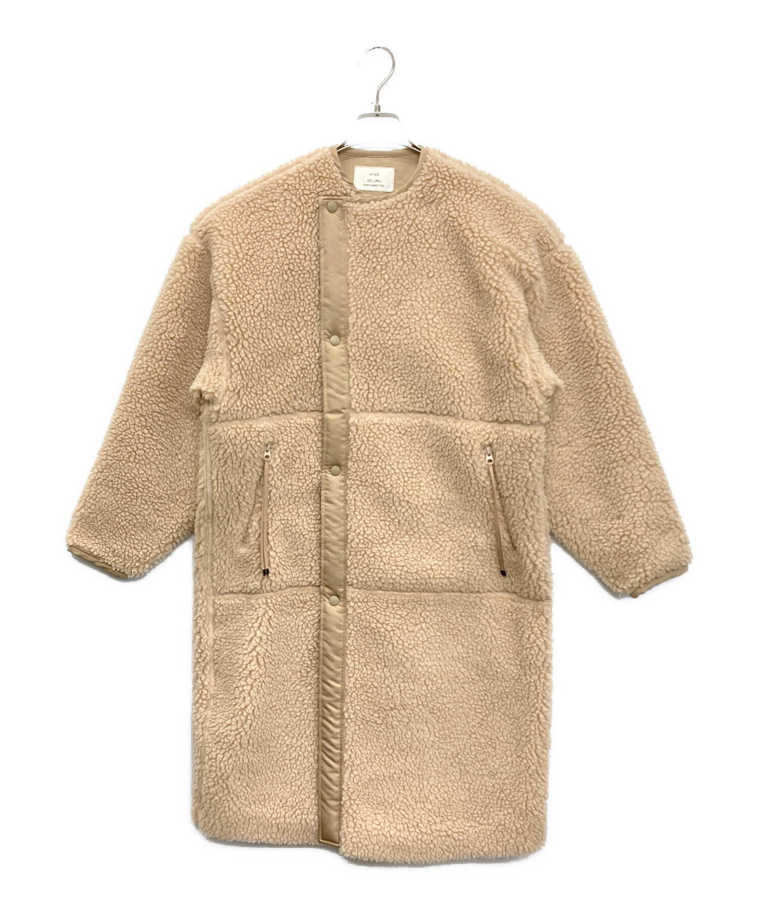 中古・古着通販】HYKE (ハイク) FAUX SHEARLING COAT ベージュ サイズ 