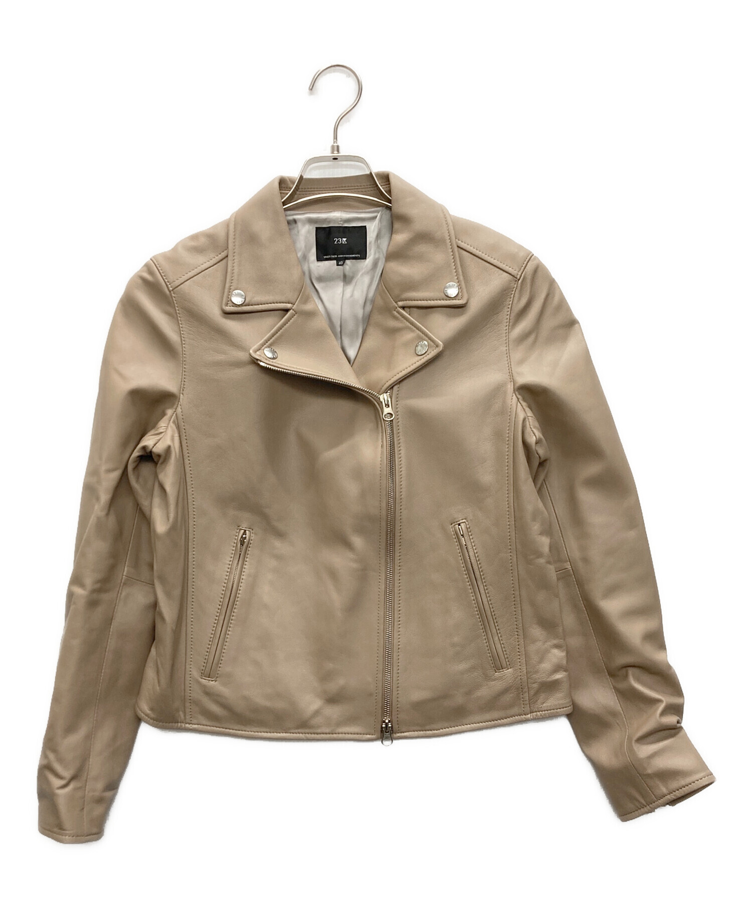 新品未使用✨23区 シープレザーライダースジャケット　ベージュ　46 中古・古着通販】23区 (ニジュウサンク) シープレザーライダース
