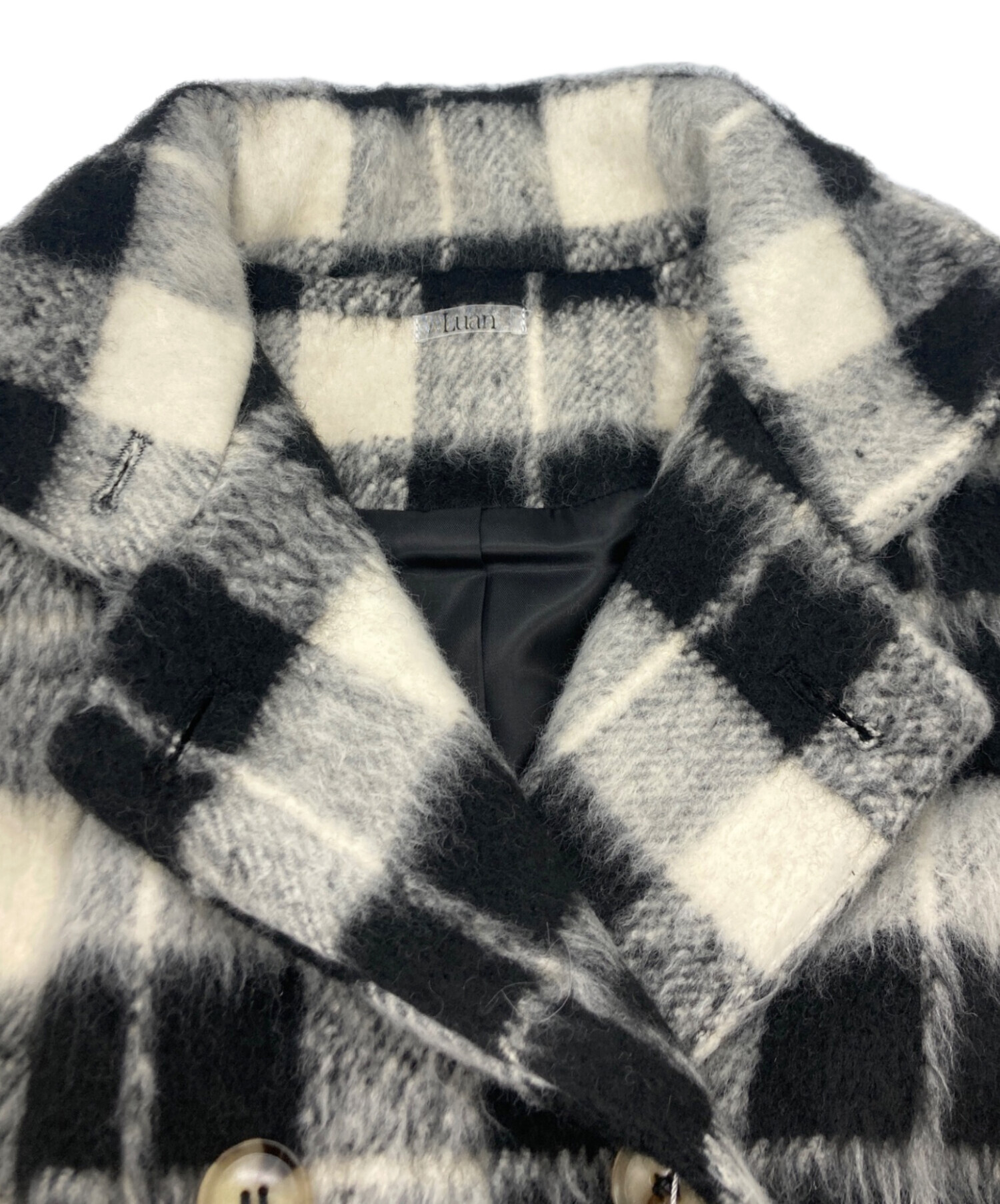 中古・古着通販】luan (ルアン) 2way shaggy collar coat ブラック