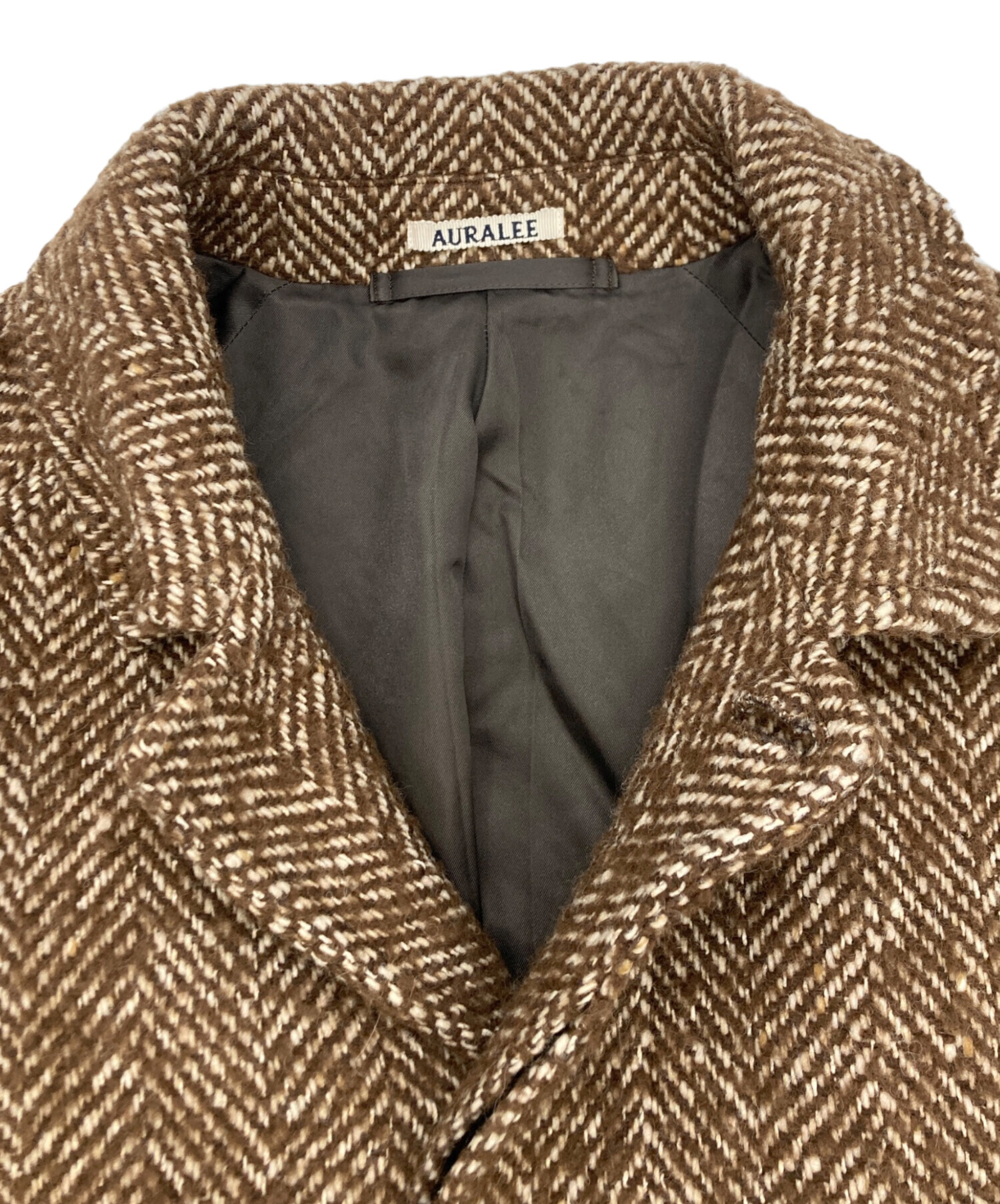 AURALEE WOOL ALPACA TWEED COLLAR COAT 5