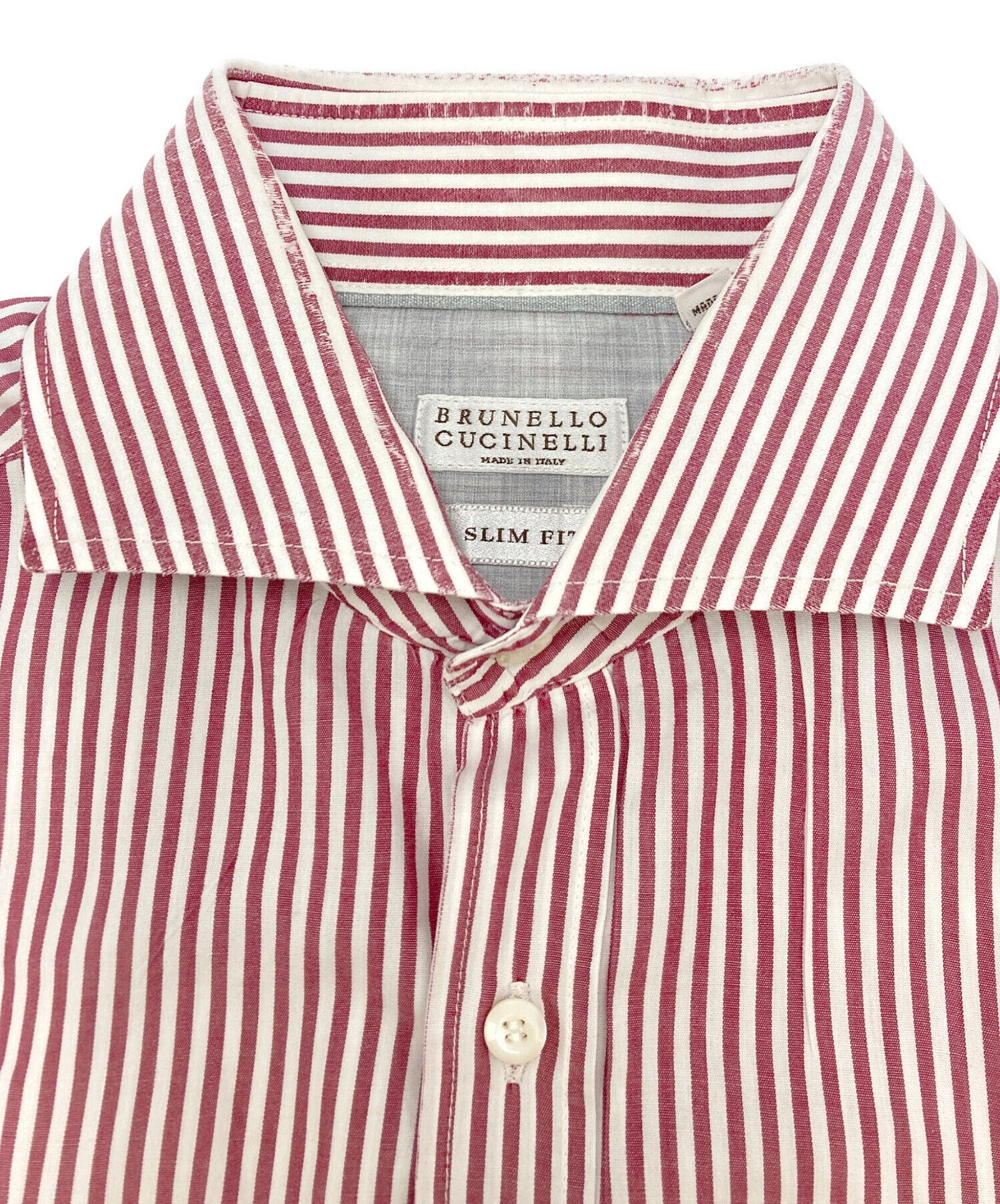 ブルネロクチネリ メンズ スリムフィット ストライプシャツ Lサイズ 中古・古着通販】BRUNELLO CUCINELLI (ブルネロクチネリ) ストライプ