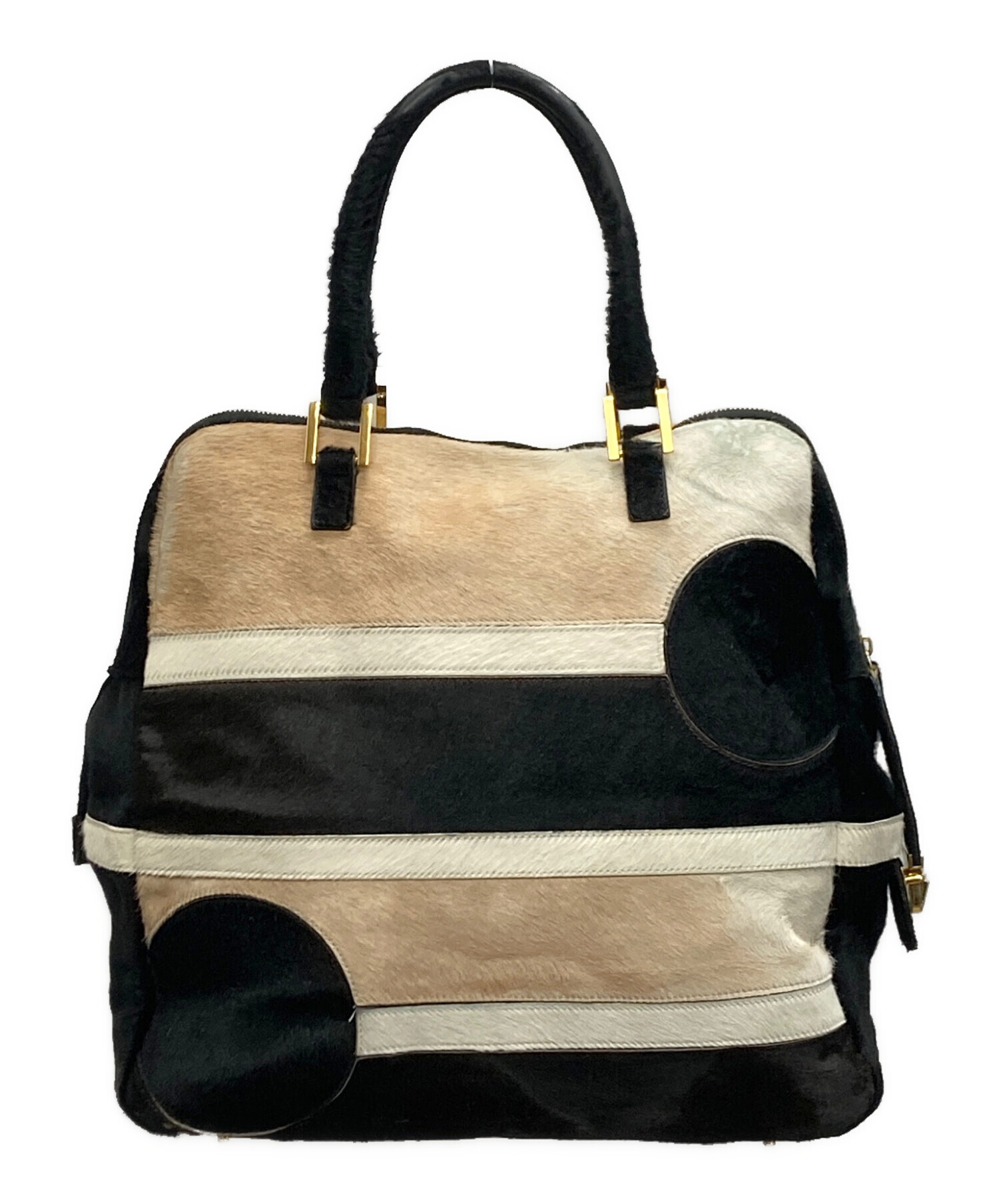 中古・古着通販】FENDI (フェンディ) ハラコボストンバッグ ブラック 