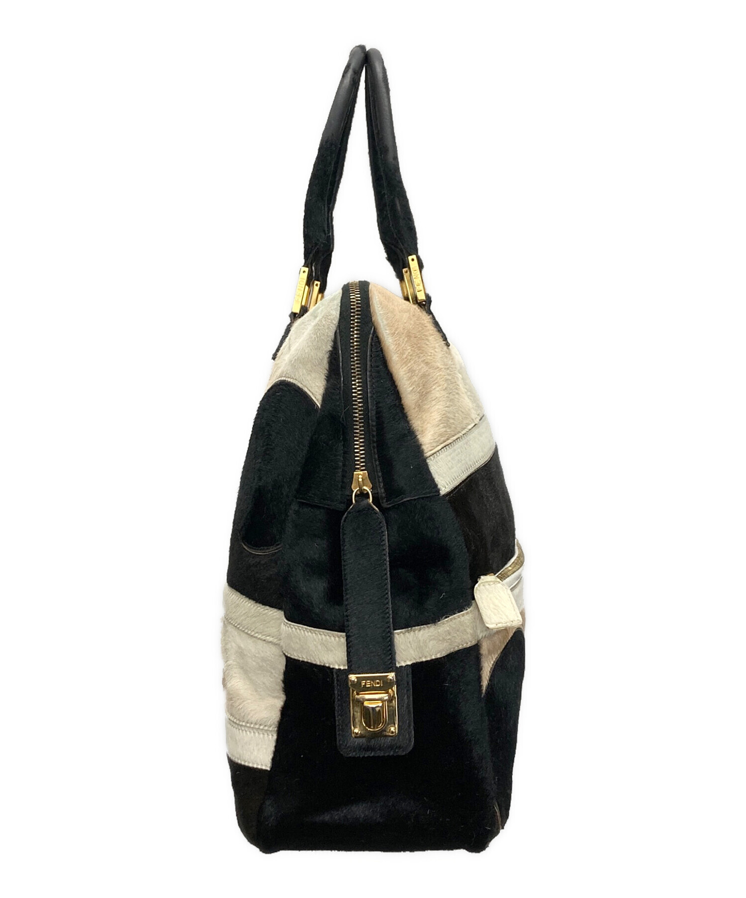 中古・古着通販】FENDI (フェンディ) ハラコボストンバッグ ブラック 