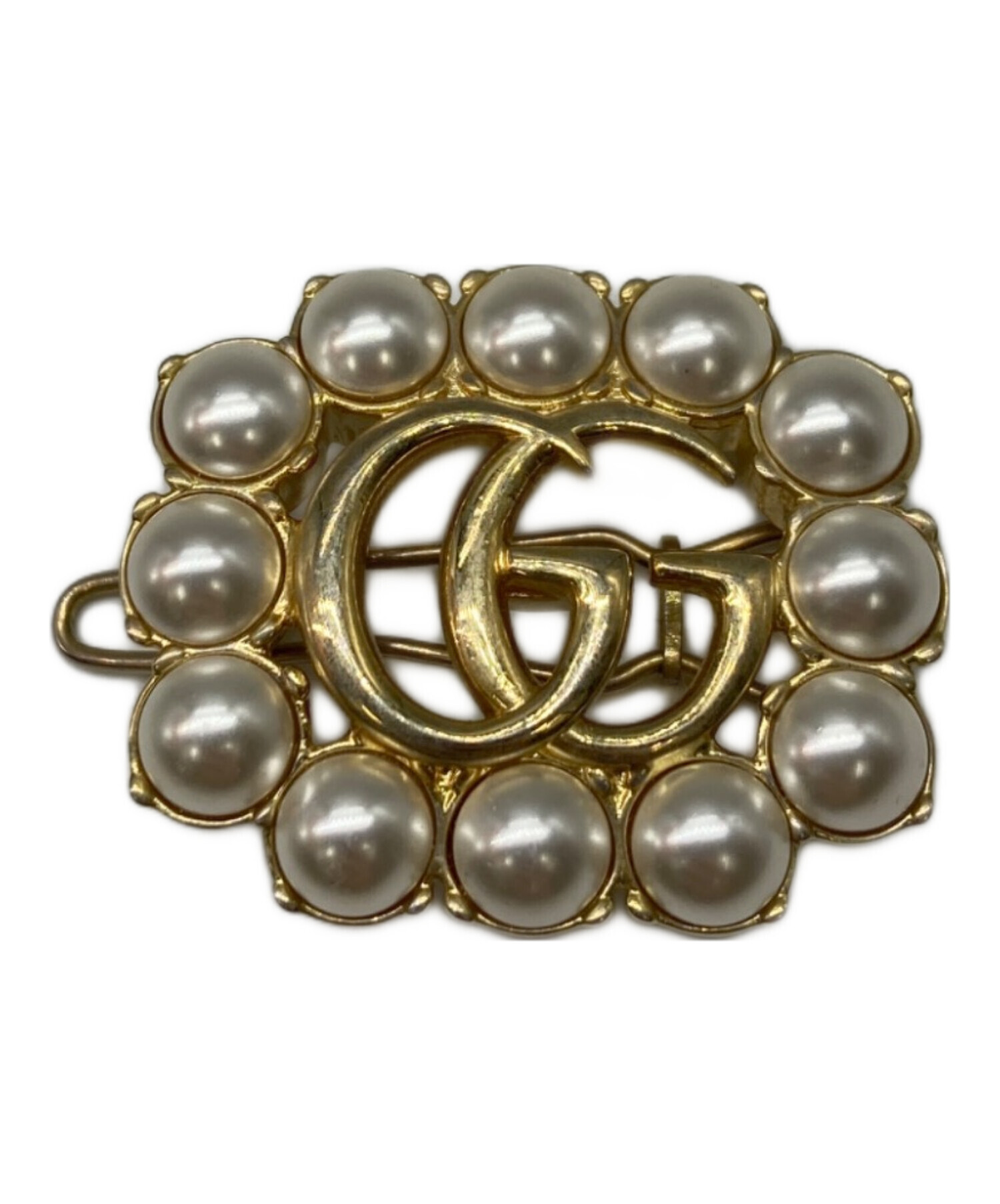 中古・古着通販】GUCCI (グッチ) Pearl Double G Hair Clip ホワイト