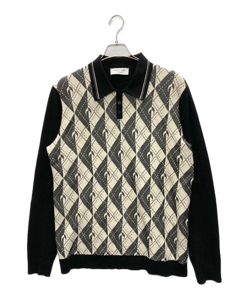 トップス MARINE SERRE KNIT POLO 中古・古着通販】MARINE SERRE (マリーンセル) KNIT POLO ブラック
