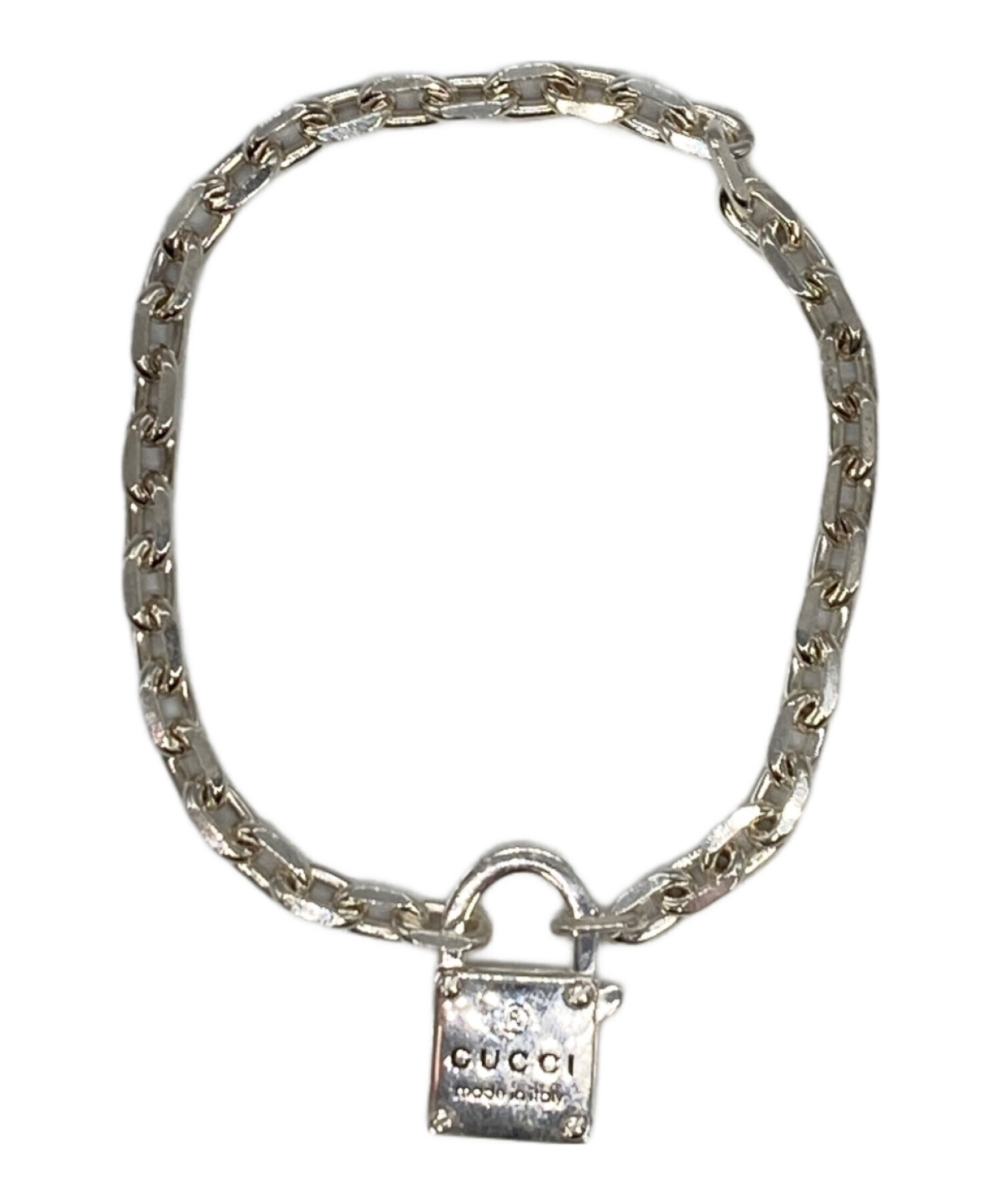 新品未使用 GUCCI シルバー製 パドロック付トレードマーク ブレスレット 新品未使用 GUCCI シルバー製 パドロック付トレードマーク