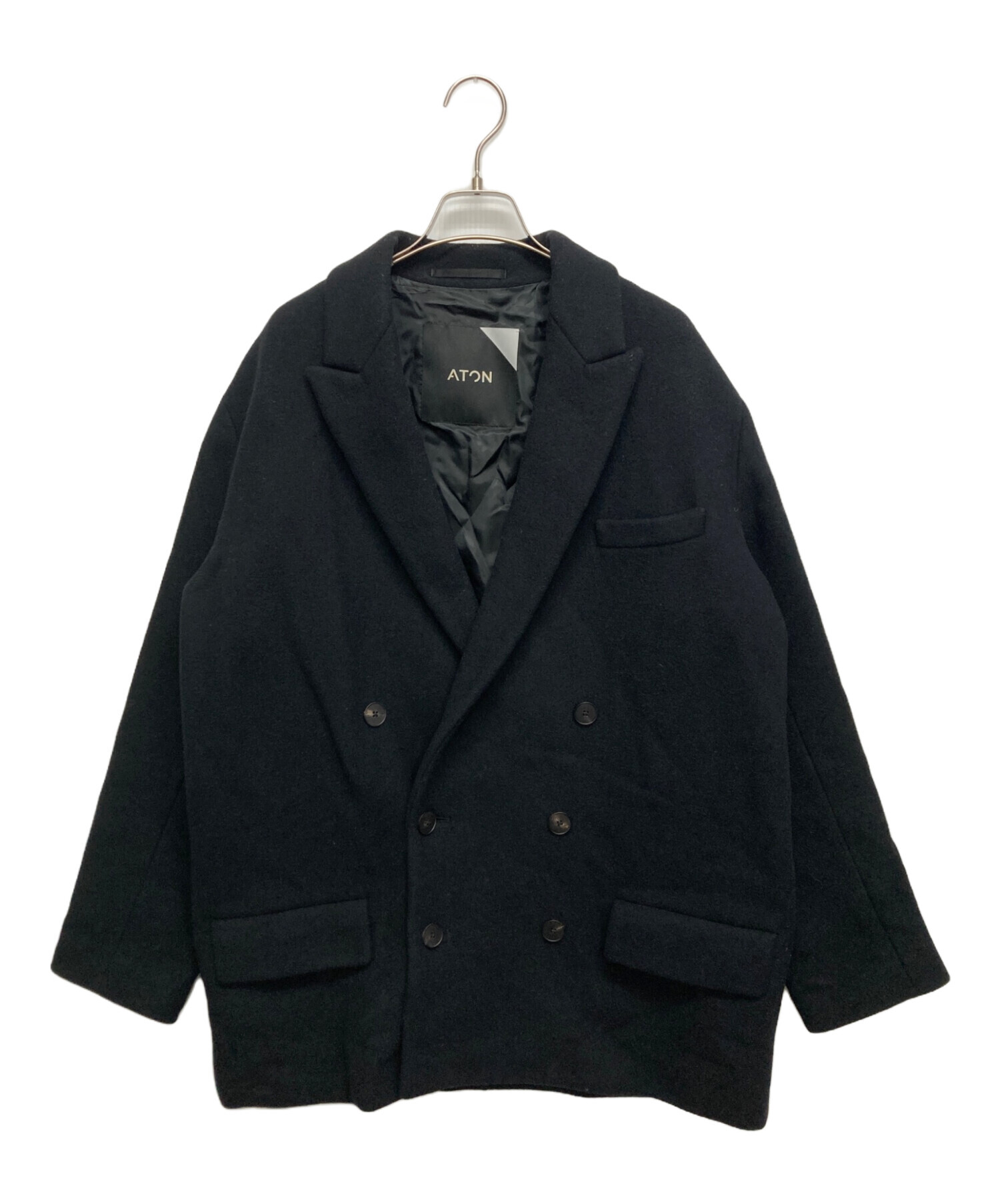 中古・古着通販】ATON (エイトン) AIR DOUBLE MELTON JACKET ブラック