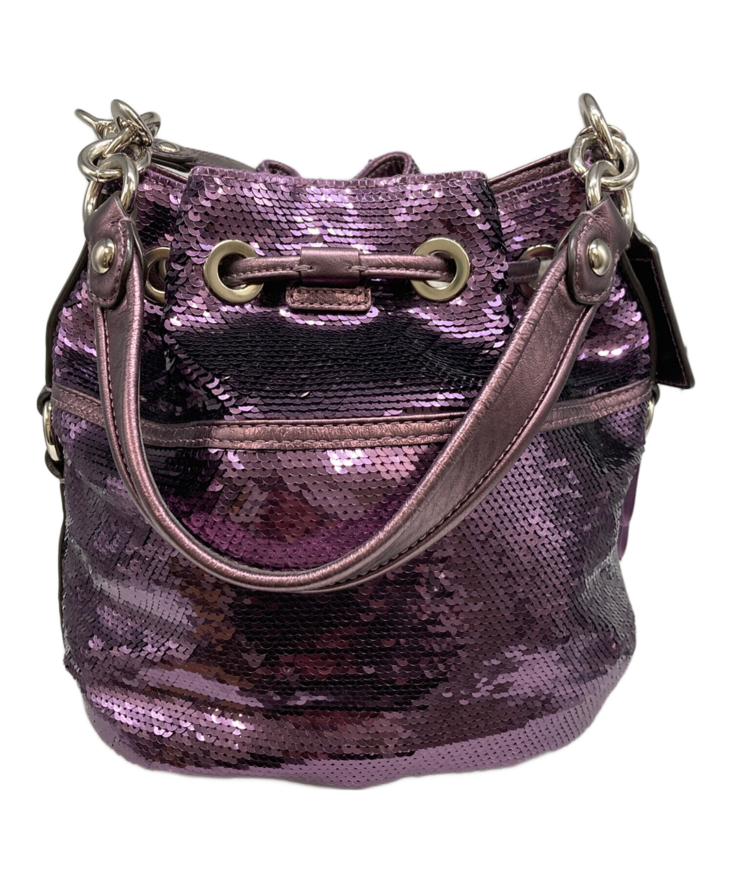 中古・古着通販】COACH (コーチ) スパンコール巾着ハンドバッグ 