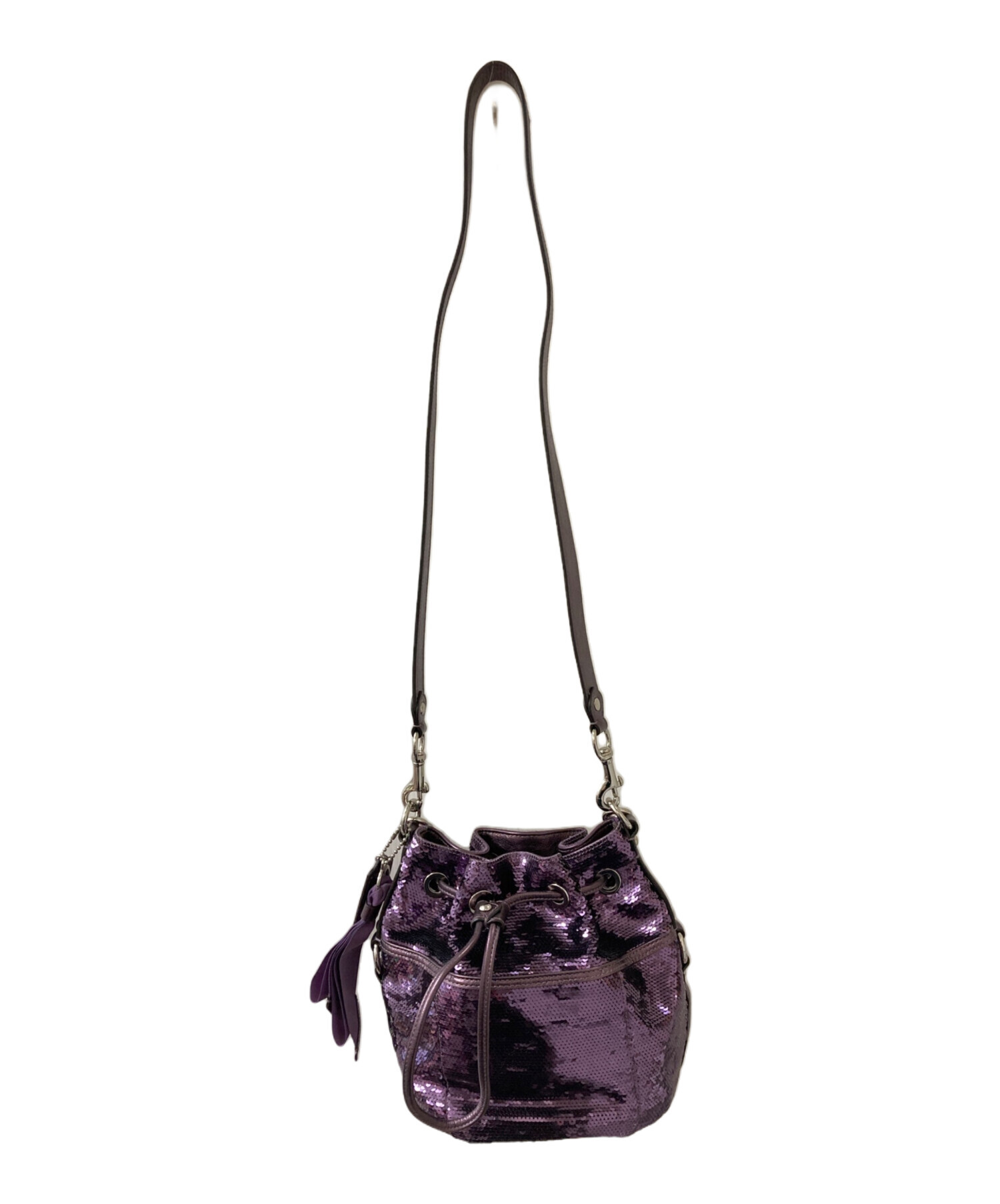 中古・古着通販】COACH (コーチ) スパンコール巾着ハンドバッグ 