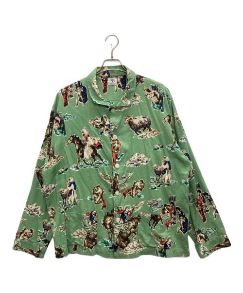 【XL】セントマイケル シルクシャツ PJ SHIRT HORSE グリーン XLセントマイケル シルクシャツ PJ SHIRT HORSE グリーン