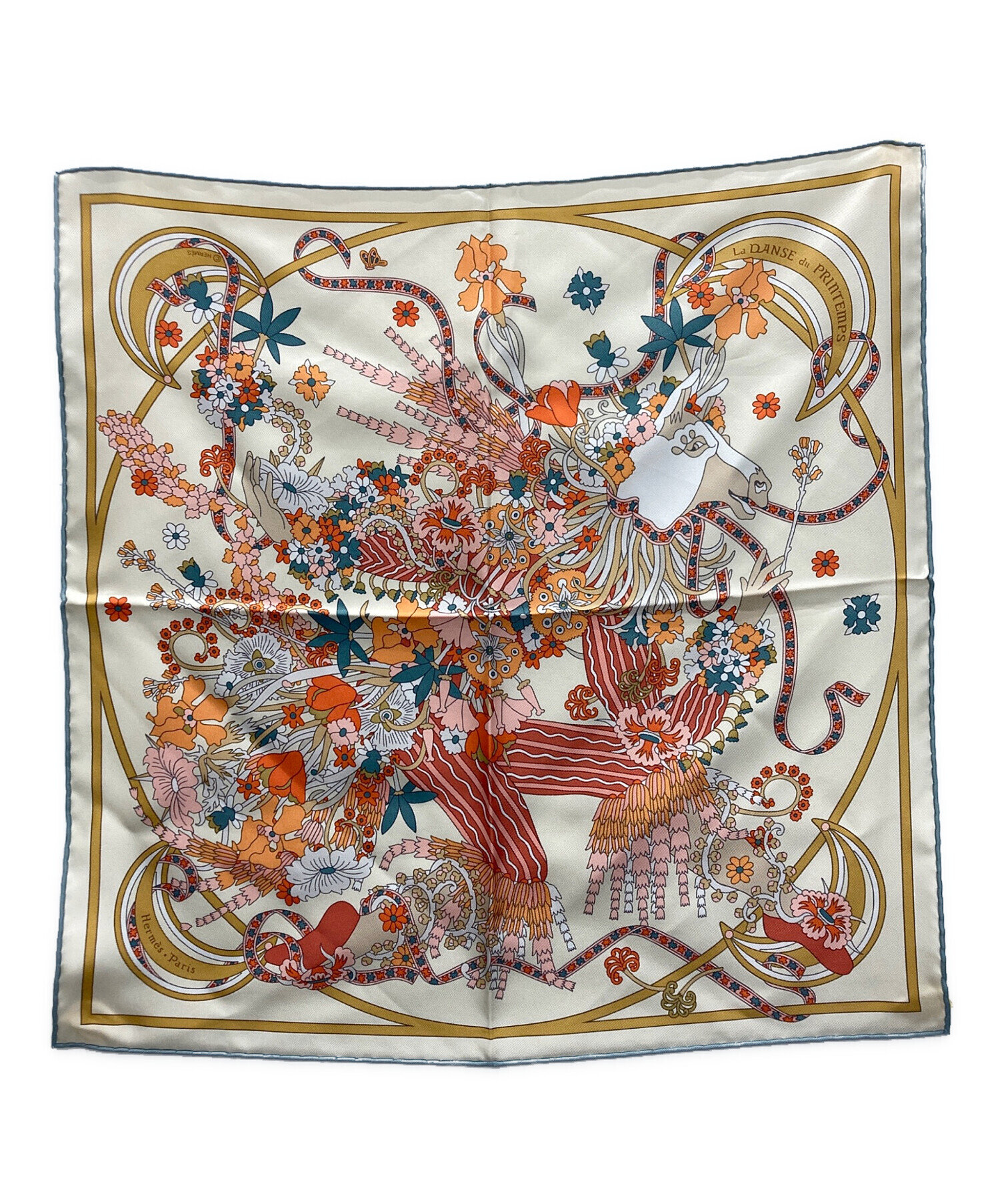 中古・古着通販】HERMES (エルメス) ガヴロッシュ45 ベージュ×オレンジ