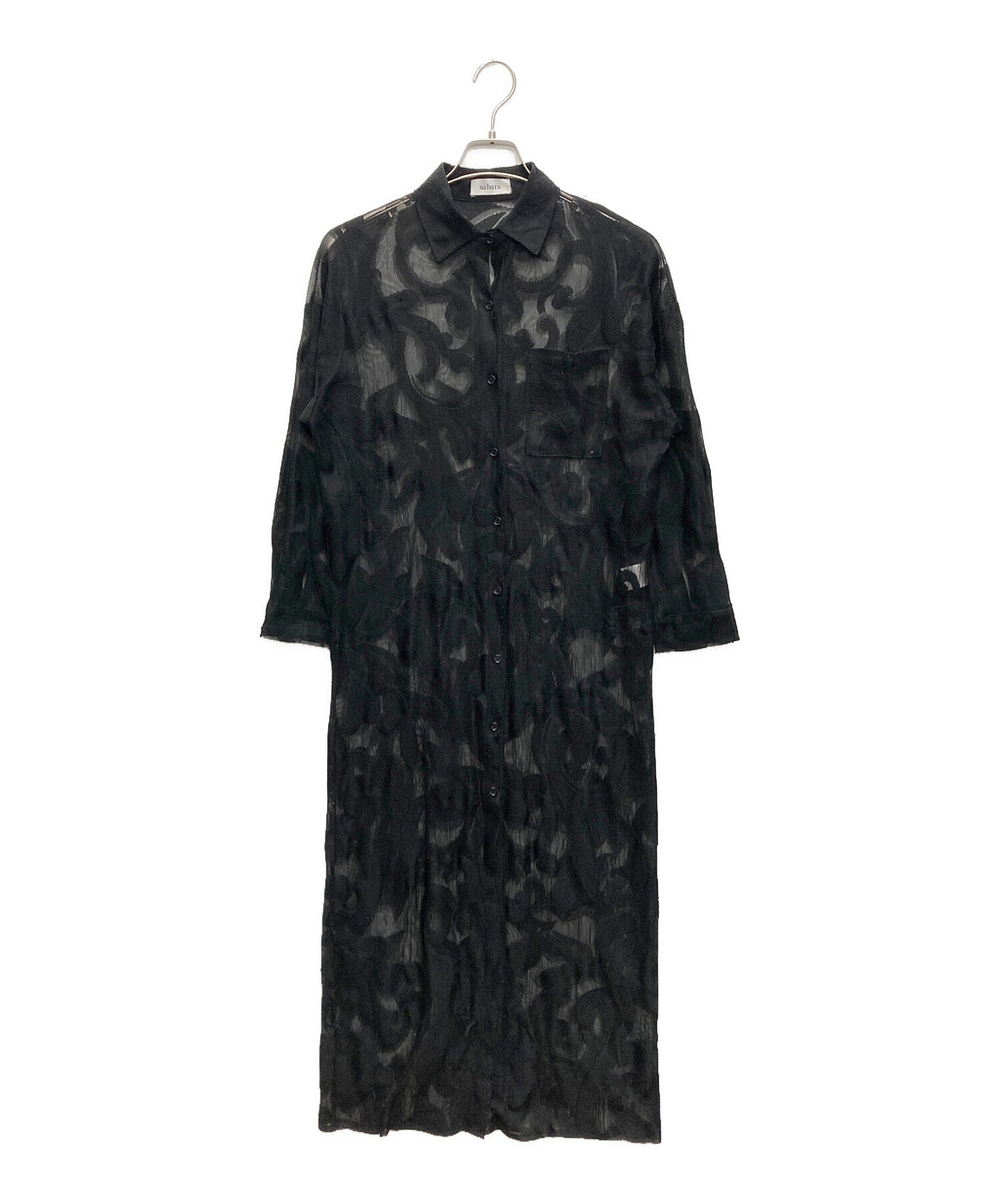 中古・古着通販】sahara (サハラ) Lace Long Shirt Dress ブラック
