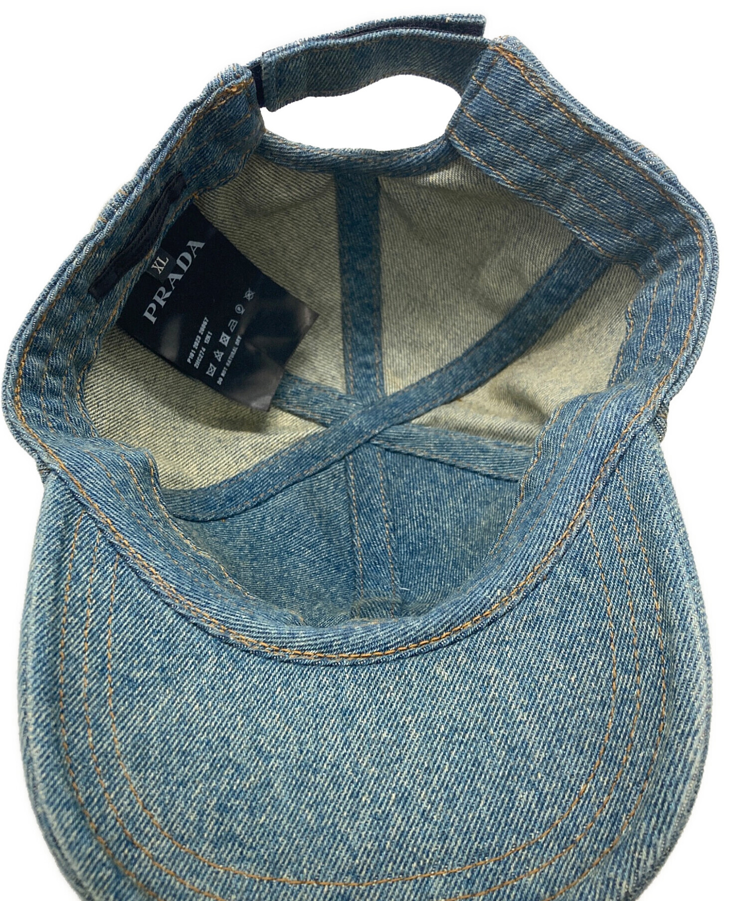 プラダ　デニム　キャップ　美品 中古・古着通販】PRADA (プラダ) トライアングルロゴデニムベース