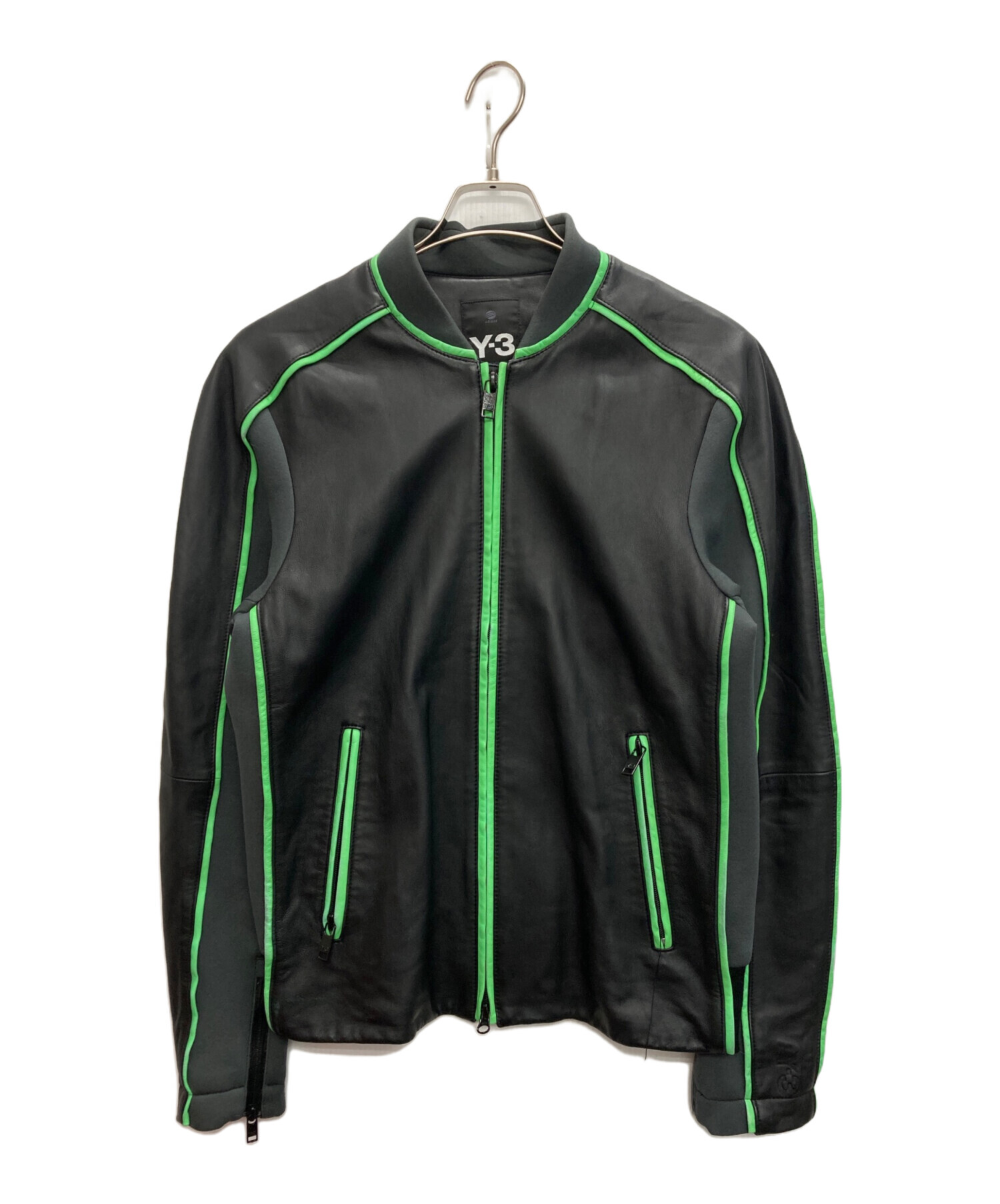 中古・古着通販】Y-3 (ワイスリー) レザー切替ジップブルゾン ブラック 