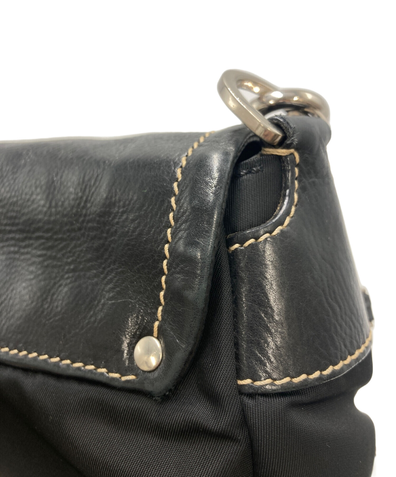 中古・古着通販】PRADA (プラダ) レザー切替ワンショルダーバッグ