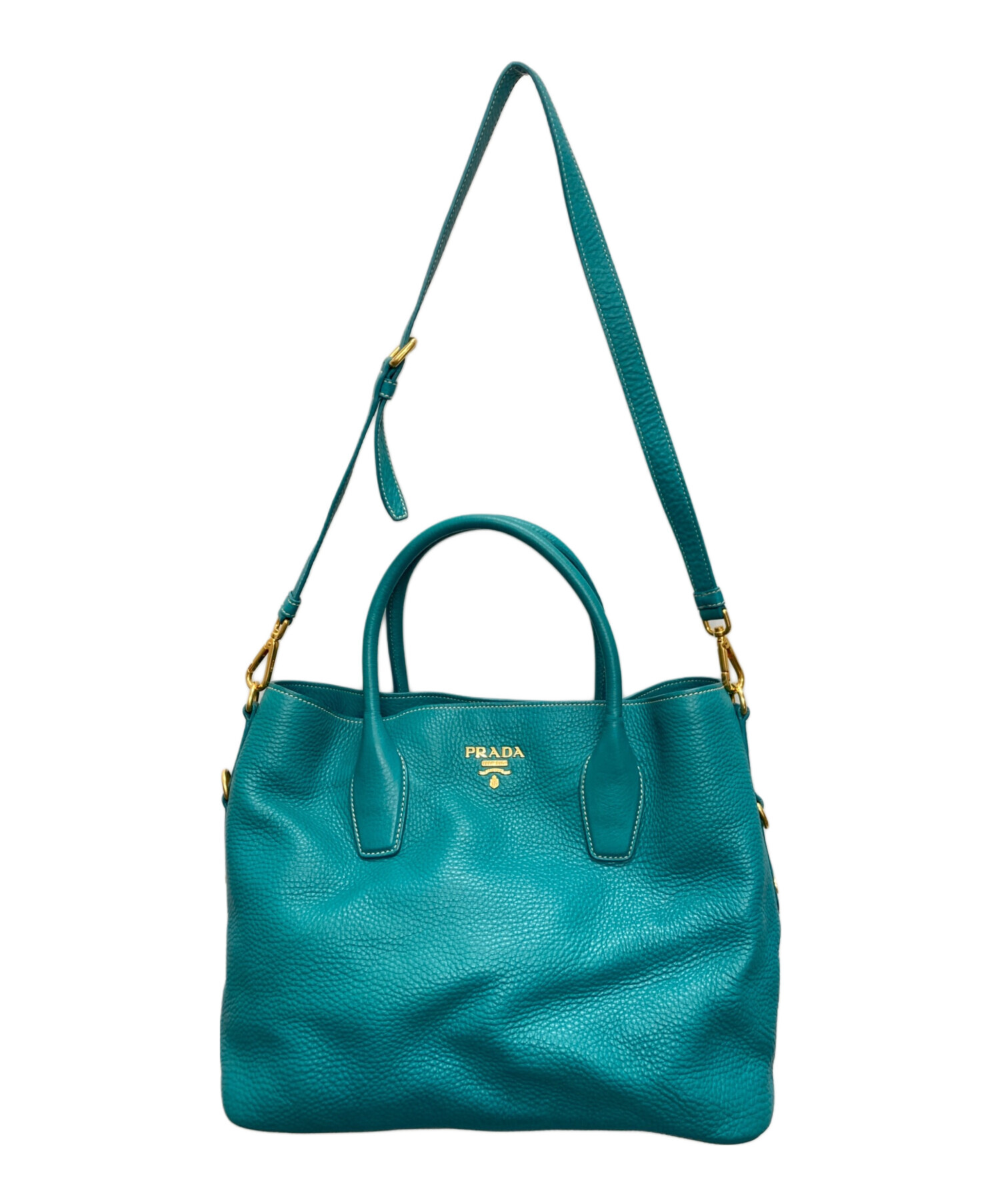 中古・古着通販】PRADA (プラダ) 2WAYレザートートバッグ ブルー