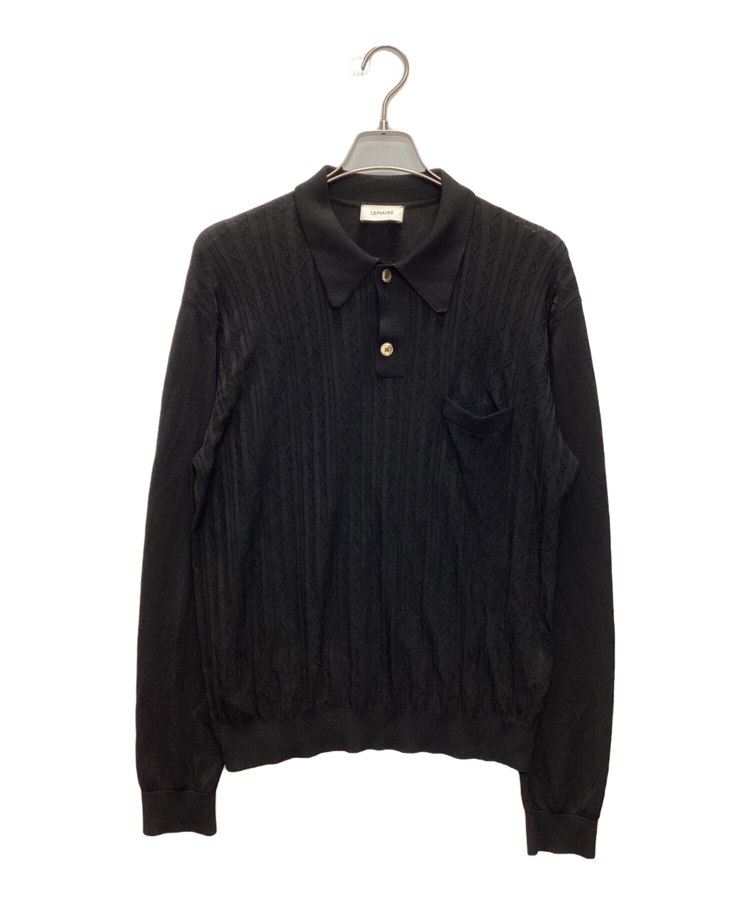 LEMAIRE ポロシャツ メンズ ブラック サイズM 中古・古着通販】LEMAIRE (ルメール) ニットポロシャツ ブラック