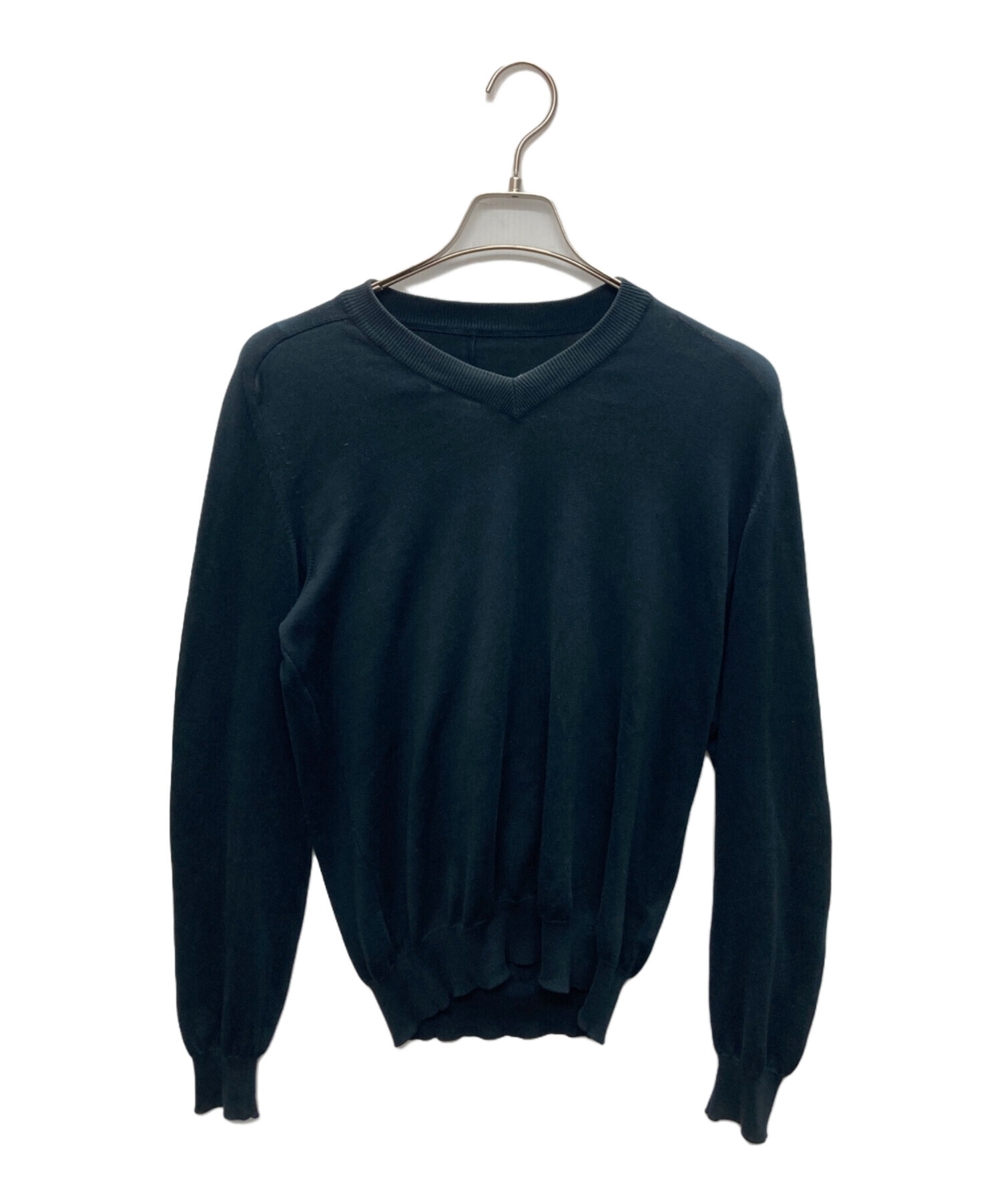本人期 マルタンマルジェラ エルボーパッチニット ネイビー 羊革 14 Vネック 中古・古着通販】MARTIN MARGIELA (マルタン・マルジェラ) エルボー
