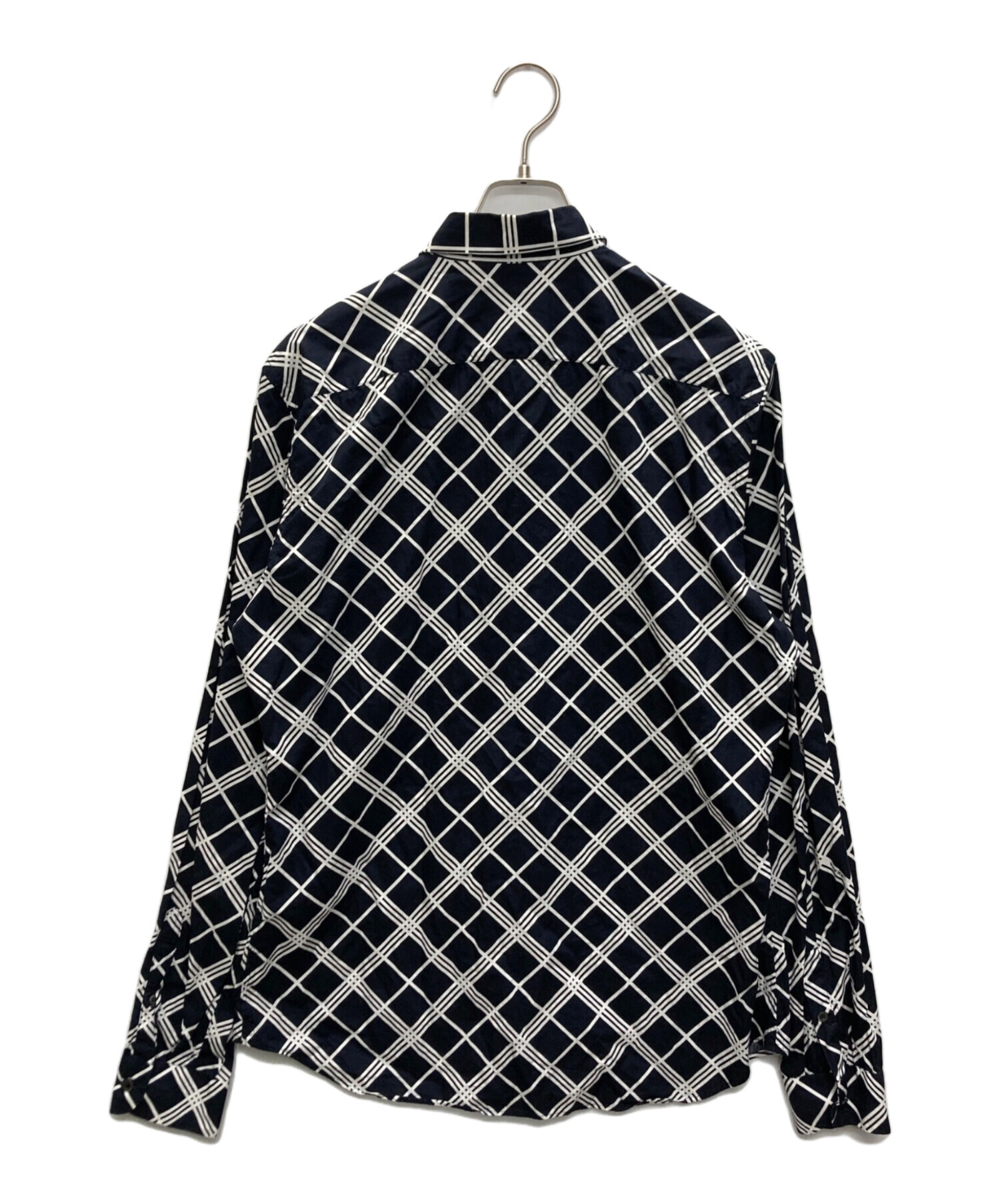 中古・古着通販】PRADA (プラダ) チェックシャツ ブラック×ホワイト