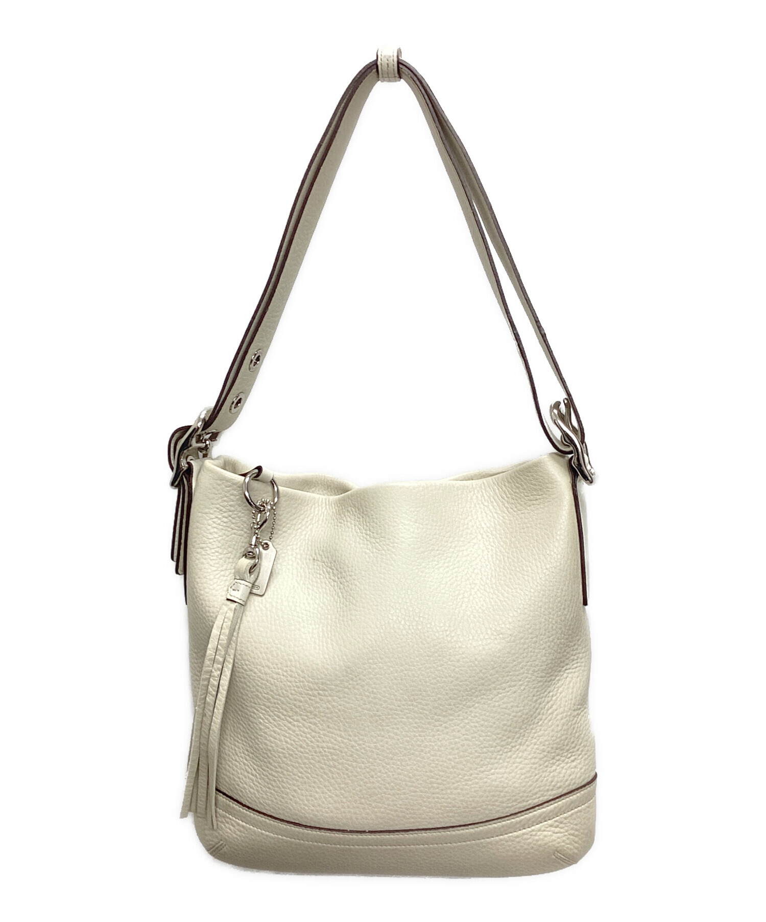 中古・古着通販】COACH (コーチ) レザーショルダーバッグ アイボリー 