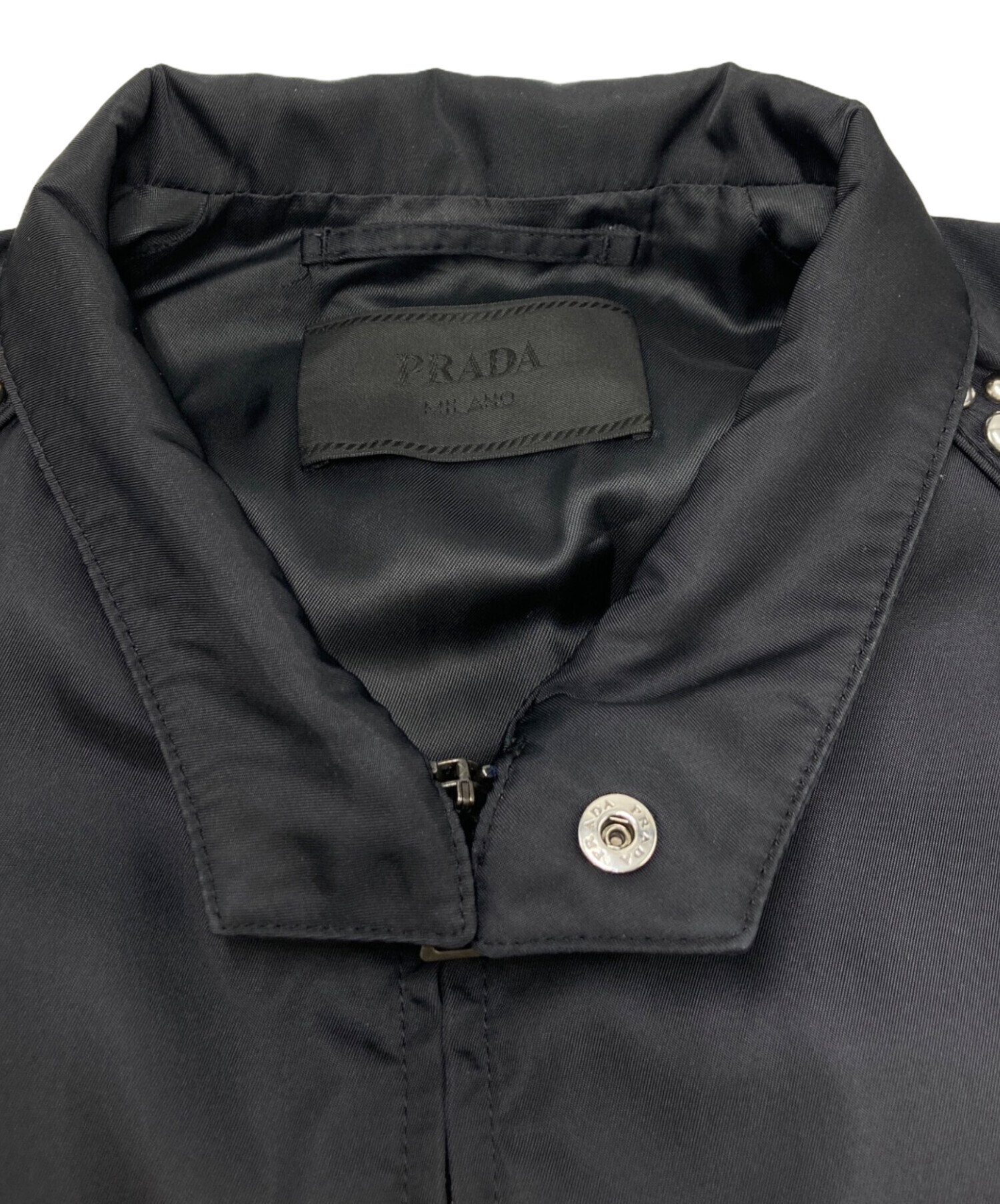 中古・古着通販】PRADA (プラダ) スタッズブルゾン ネイビー サイズ