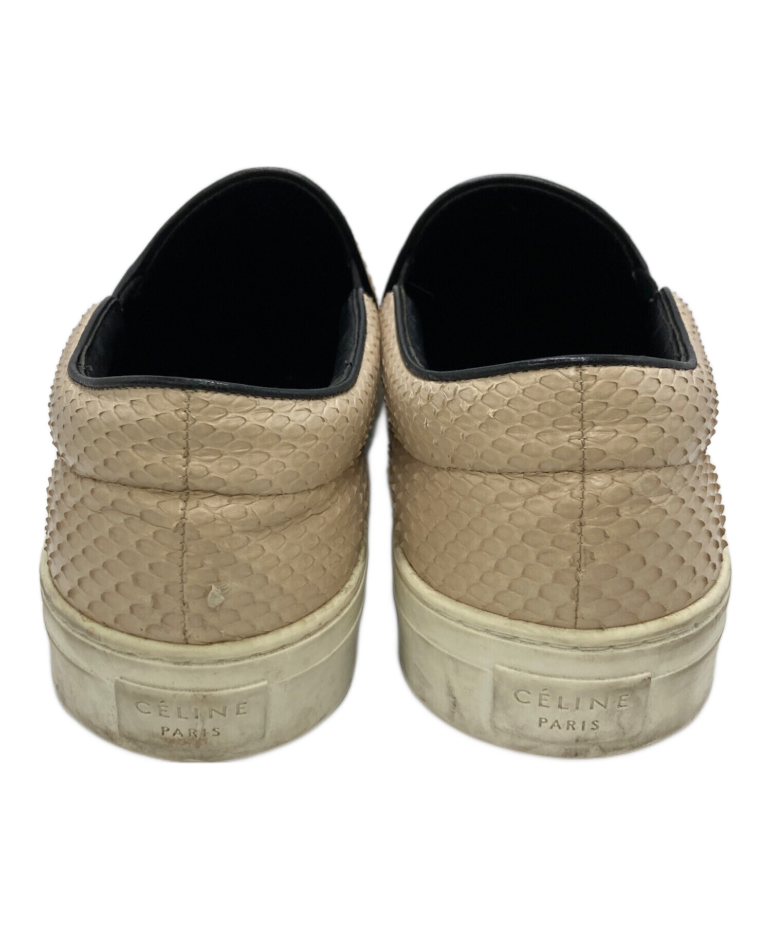 中古・古着通販】CELINE (セリーヌ) パイソン柄スリッポン ベージュ 