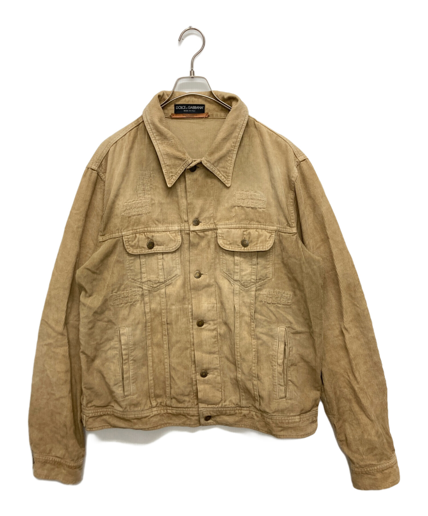 美品 イタリア製 ドルチェ＆ガッバーナ D＆G 太畝コーデュロイジャケット/オレンジ 秋冬 美品 01AW DOLCE\u0026GABBANA ドルチェ＆ガッバーナ パンツ コーデュロイ 太畝 シューカット コットン レザー 40 イタリア製 茶  レディース △1