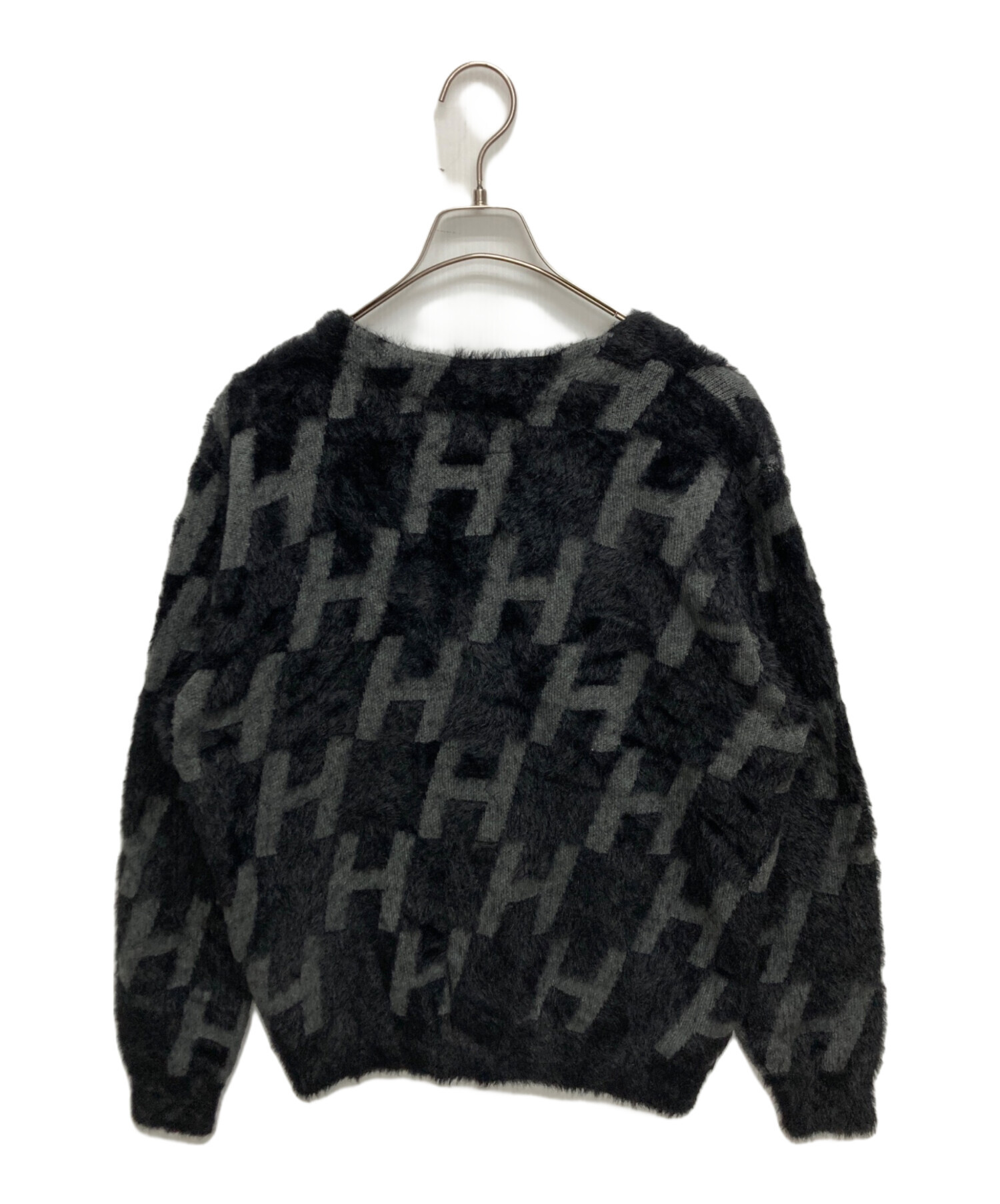 中古・古着通販】HUF (ハフ) Monogram CARDIGAN ブラック×グレー 