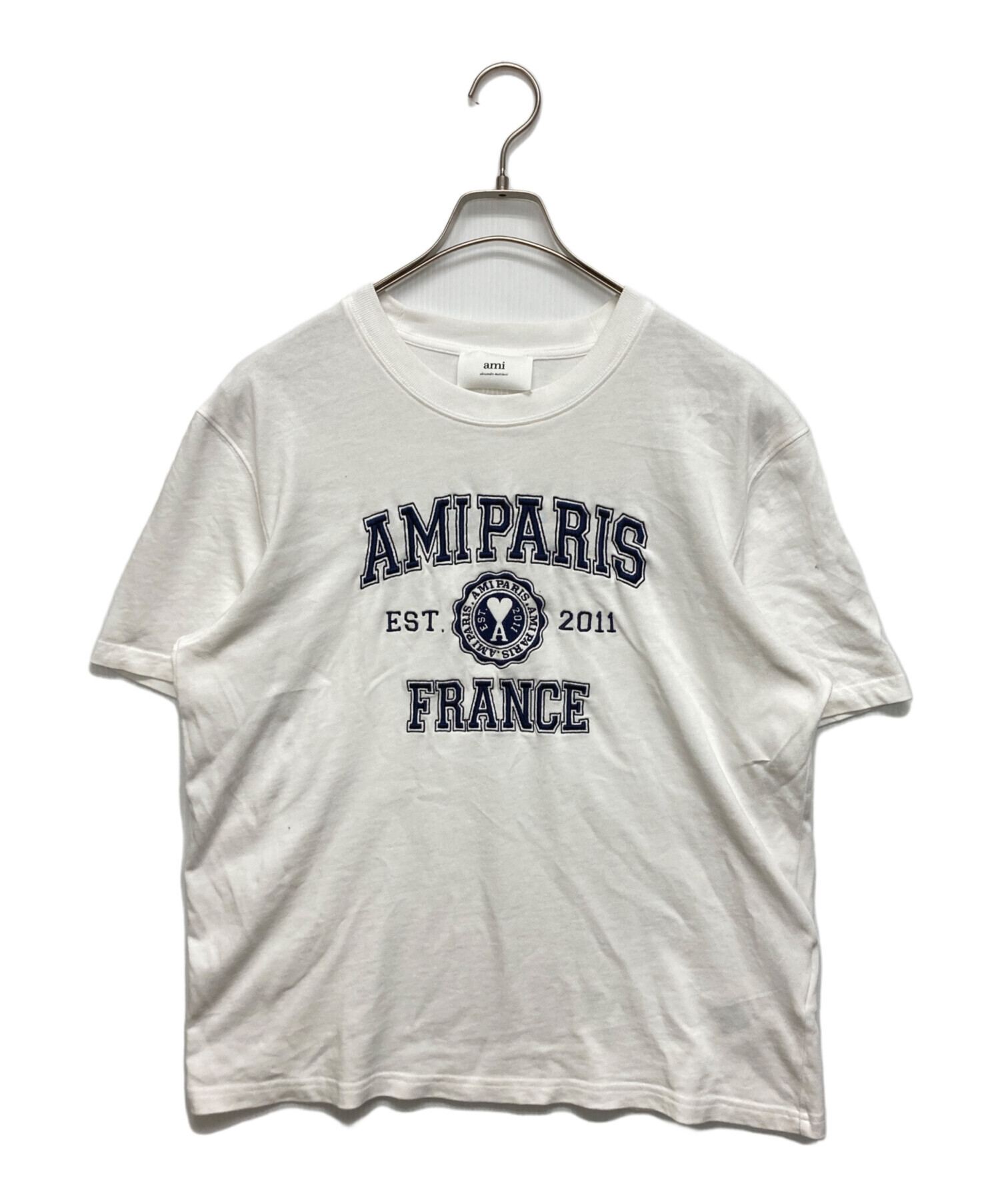 アミパリス　ami アミアレクサンドルマテュッシ　ホワイト ポロシャツ AMI Alexandre Mattiussi アミ ami paris ポロシャツ スモール A