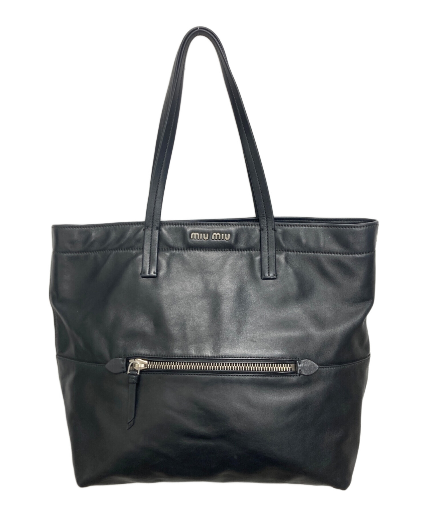 中古・古着通販】MIU MIU (ミュウミュウ) レザートートバッグ ブラック 
