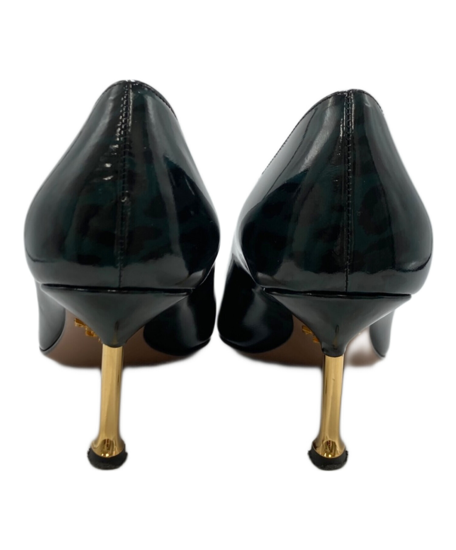 中古・古着通販】PRADA (プラダ) レオパードパテントパンプス グリーン
