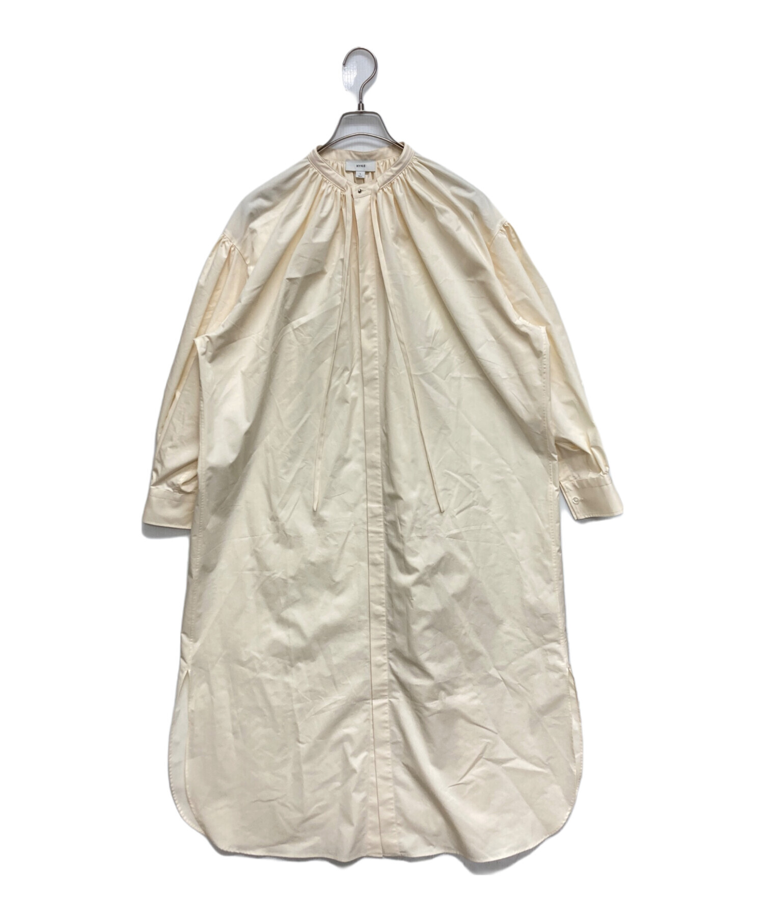 中古・古着通販】HYKE (ハイク) T/C GATHERED DRESS ホワイト サイズ
