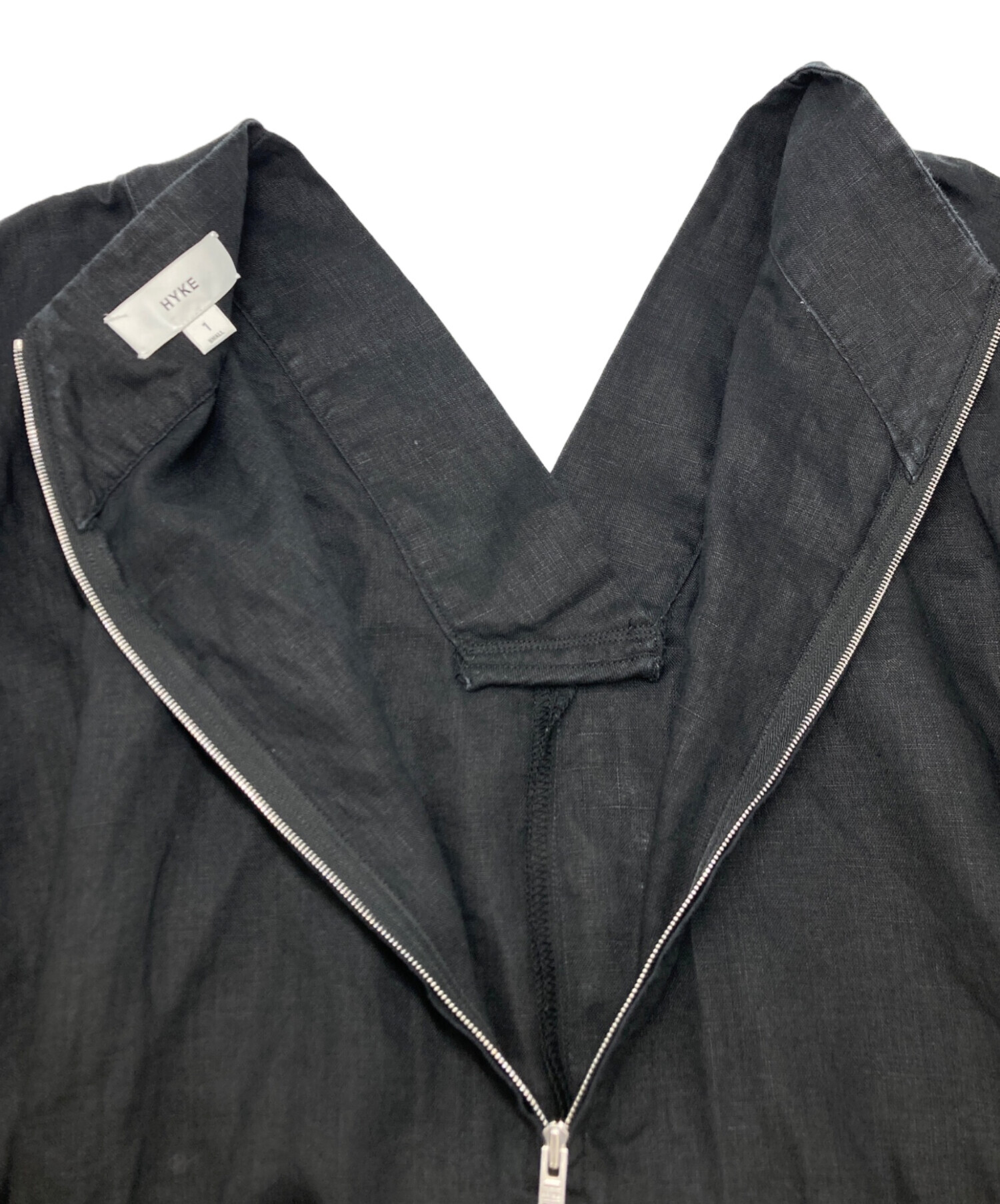 中古・古着通販】HYKE (ハイク) LINEN JUMPSUIT ブラック サイズ:SIZE 